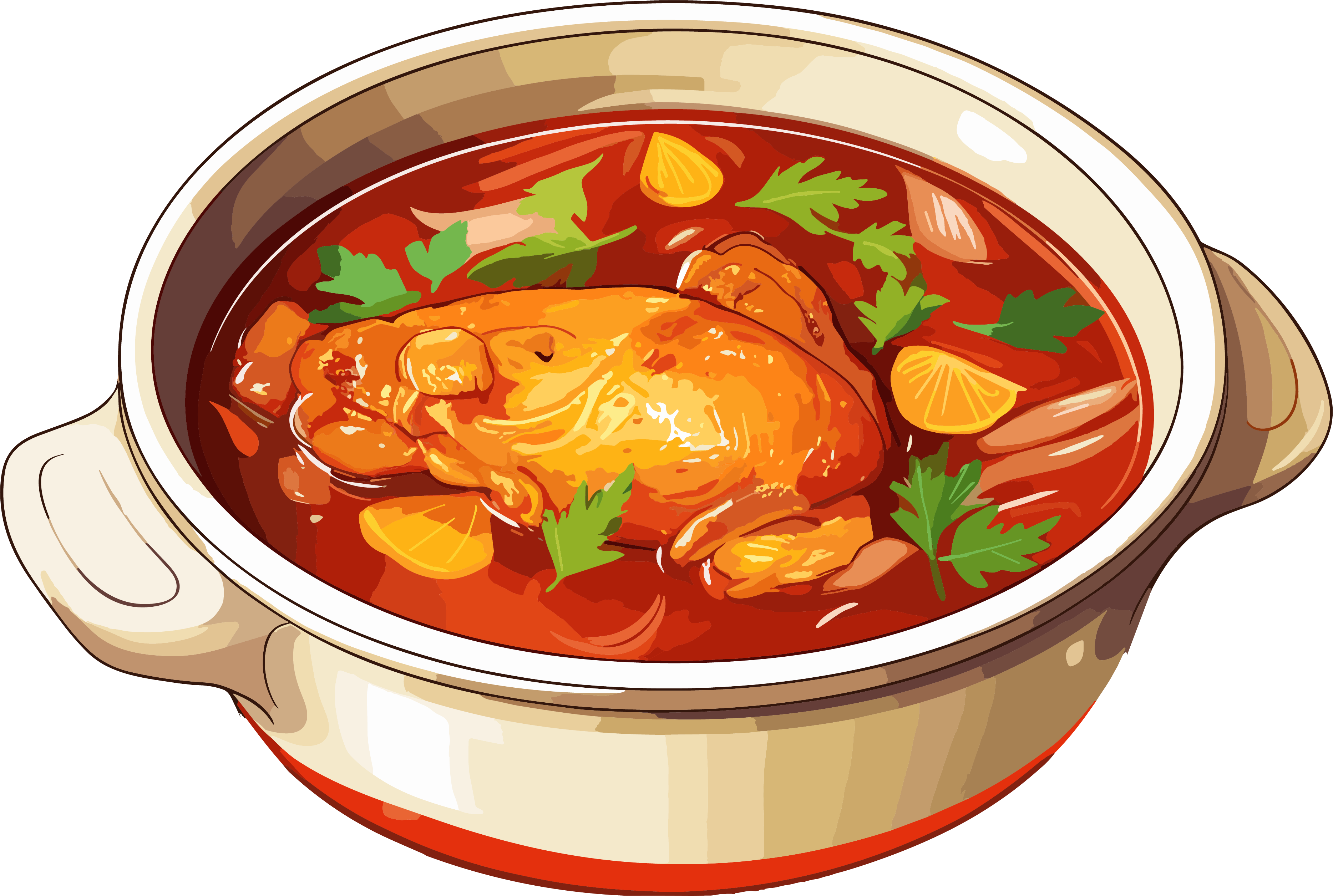 Delicious stewed chicken winter food hand-drawn material