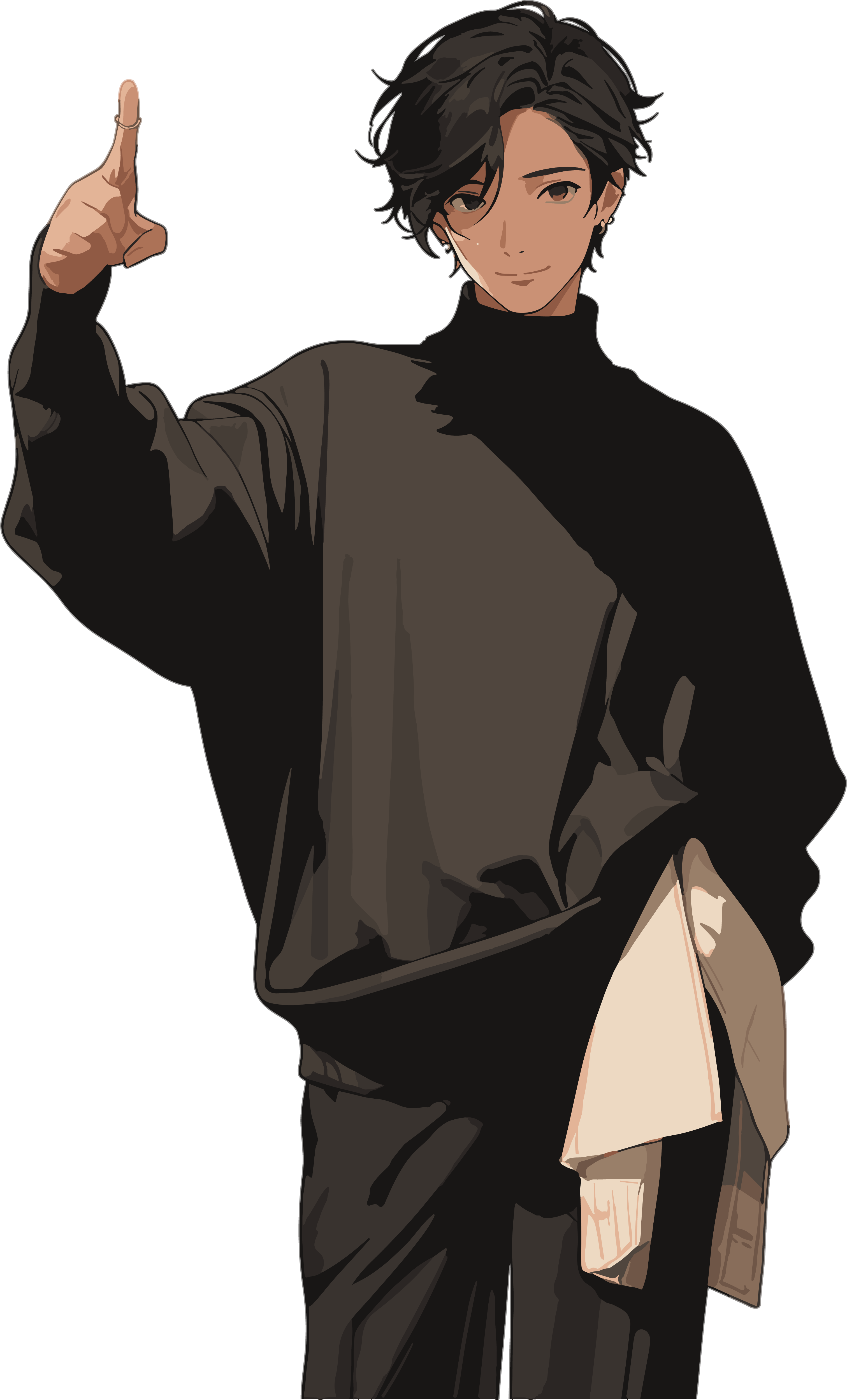 Cool and handsome boy in a black sweater design element
