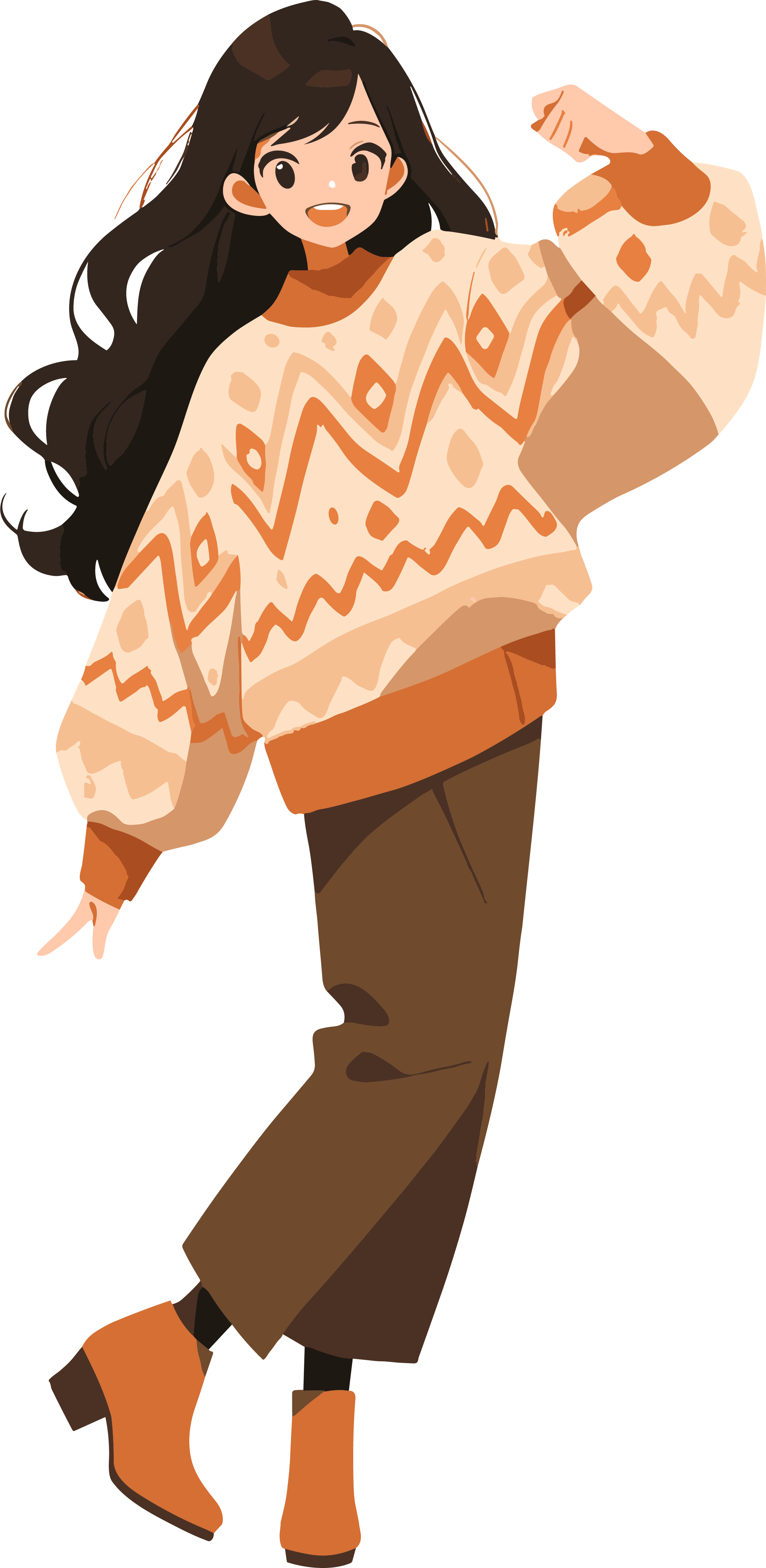 Minimalist flat illustration winter outfit design elements for girls