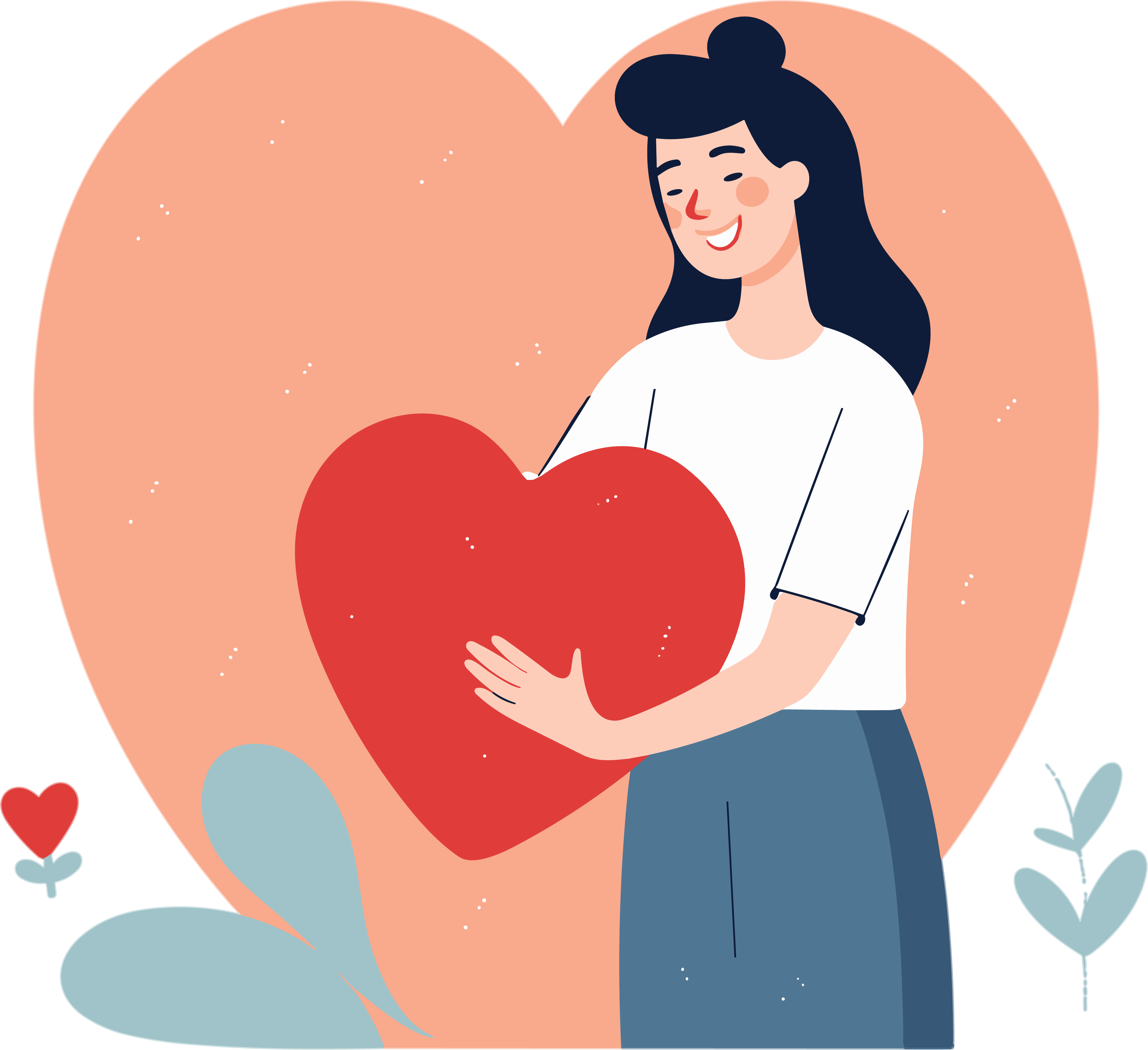 Commercially usable volunteer holding a red heart material