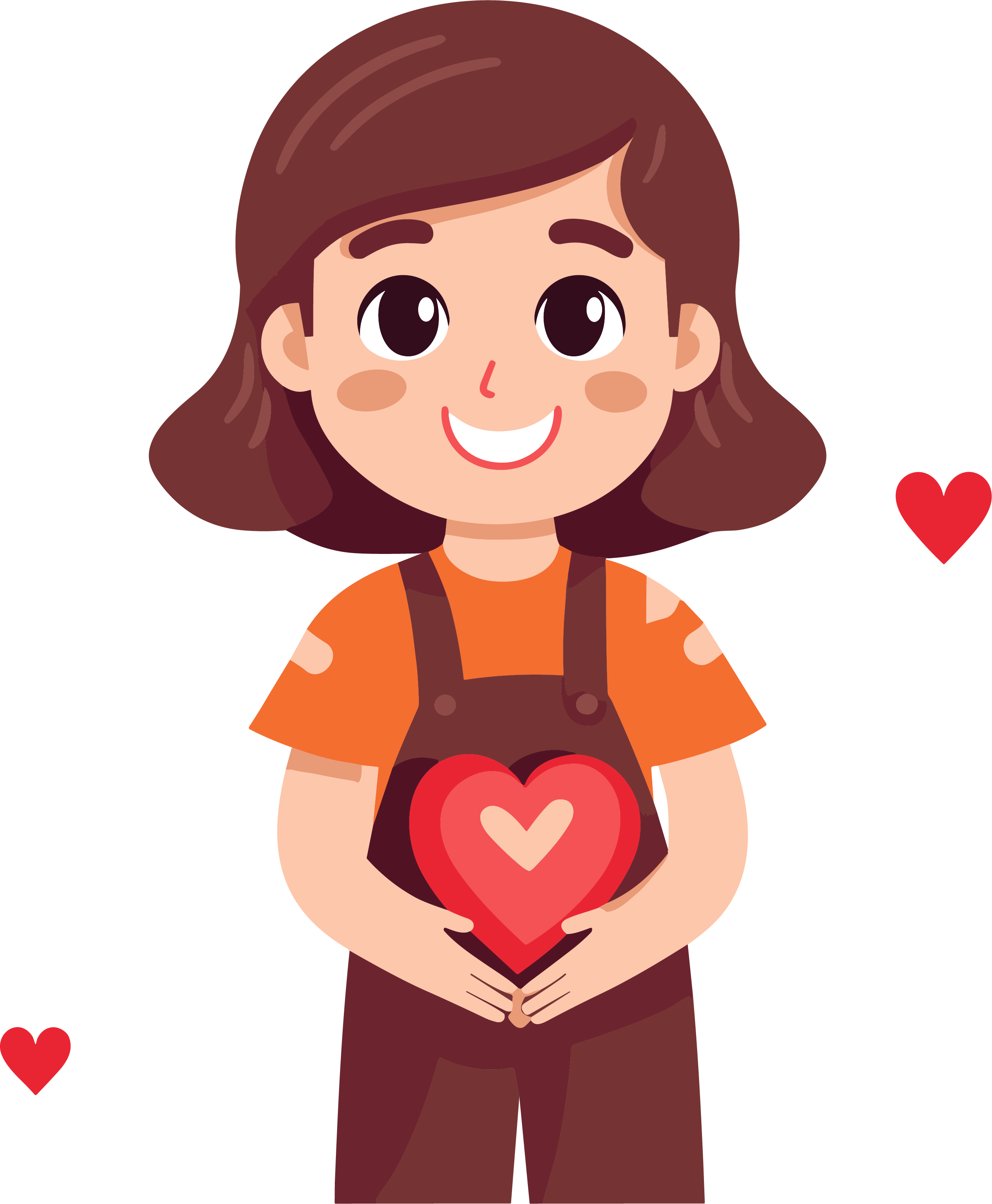 Flat illustration material of a volunteer holding a heart