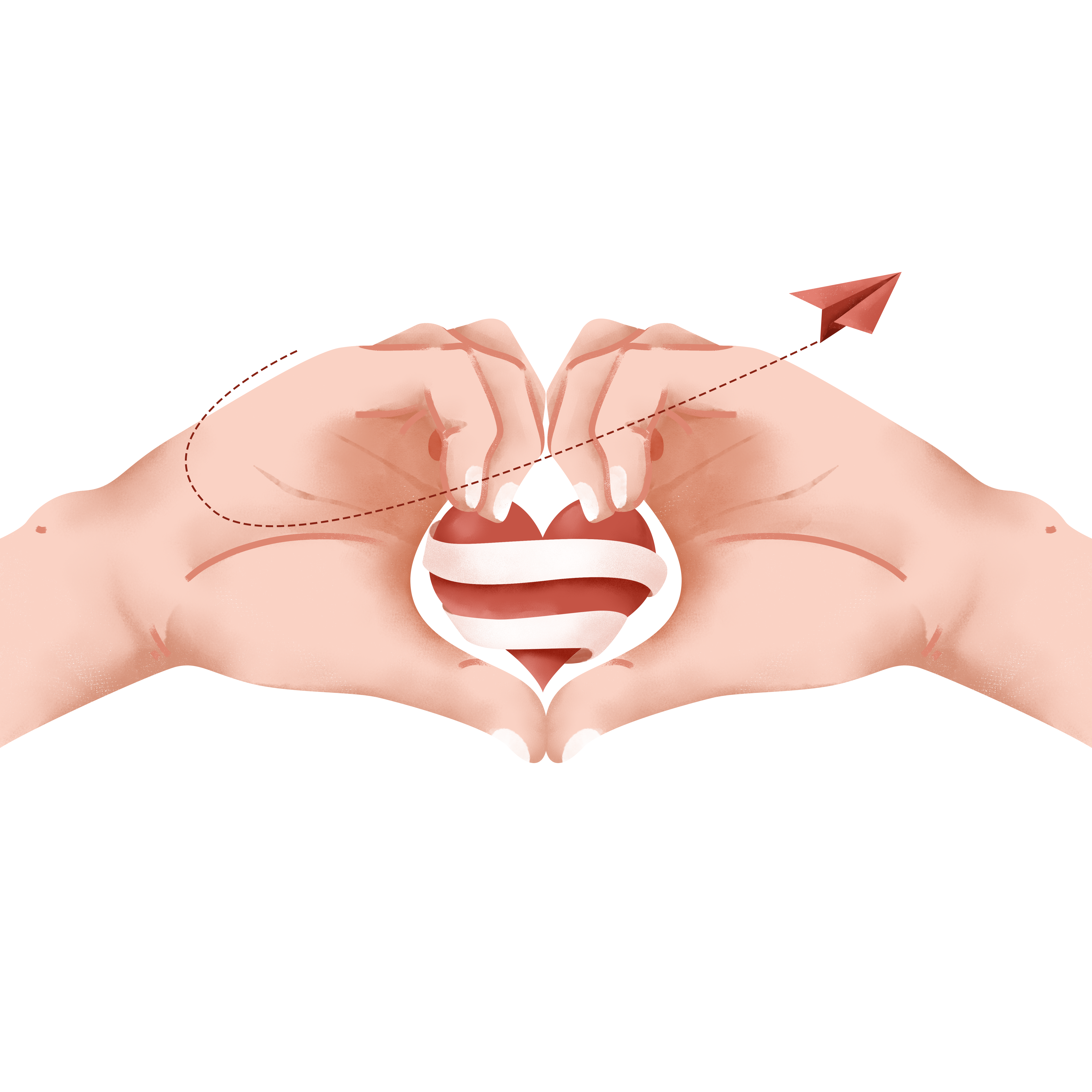 Volunteer service illustration hand heart creative design material
