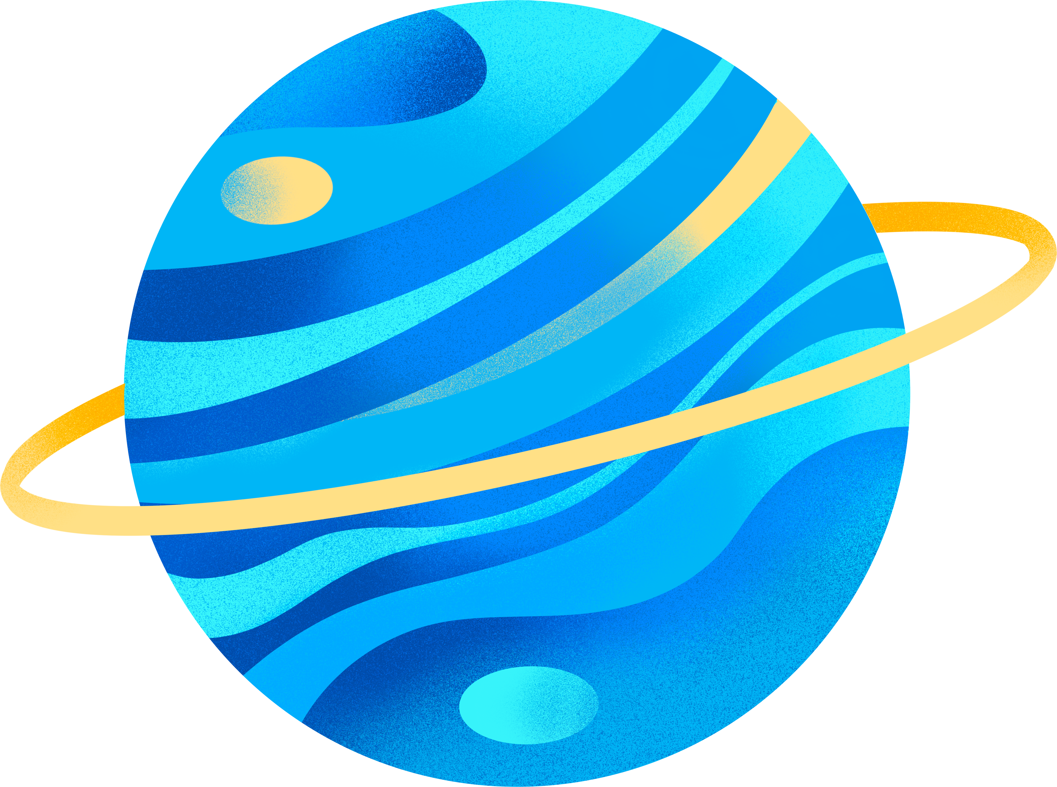 Childlike fun blue planet transparent background illustration