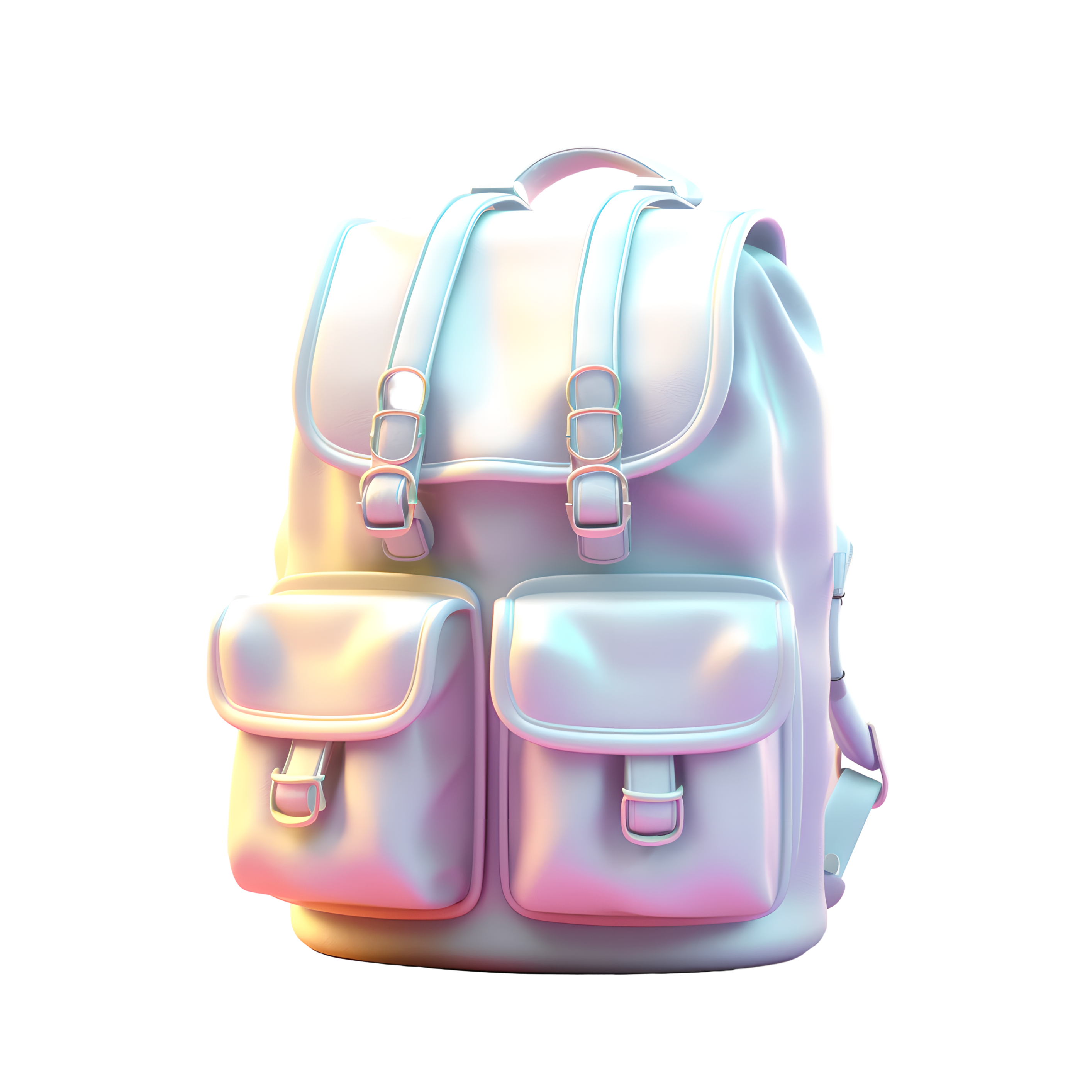 Glossy Silver Backpack Illustration