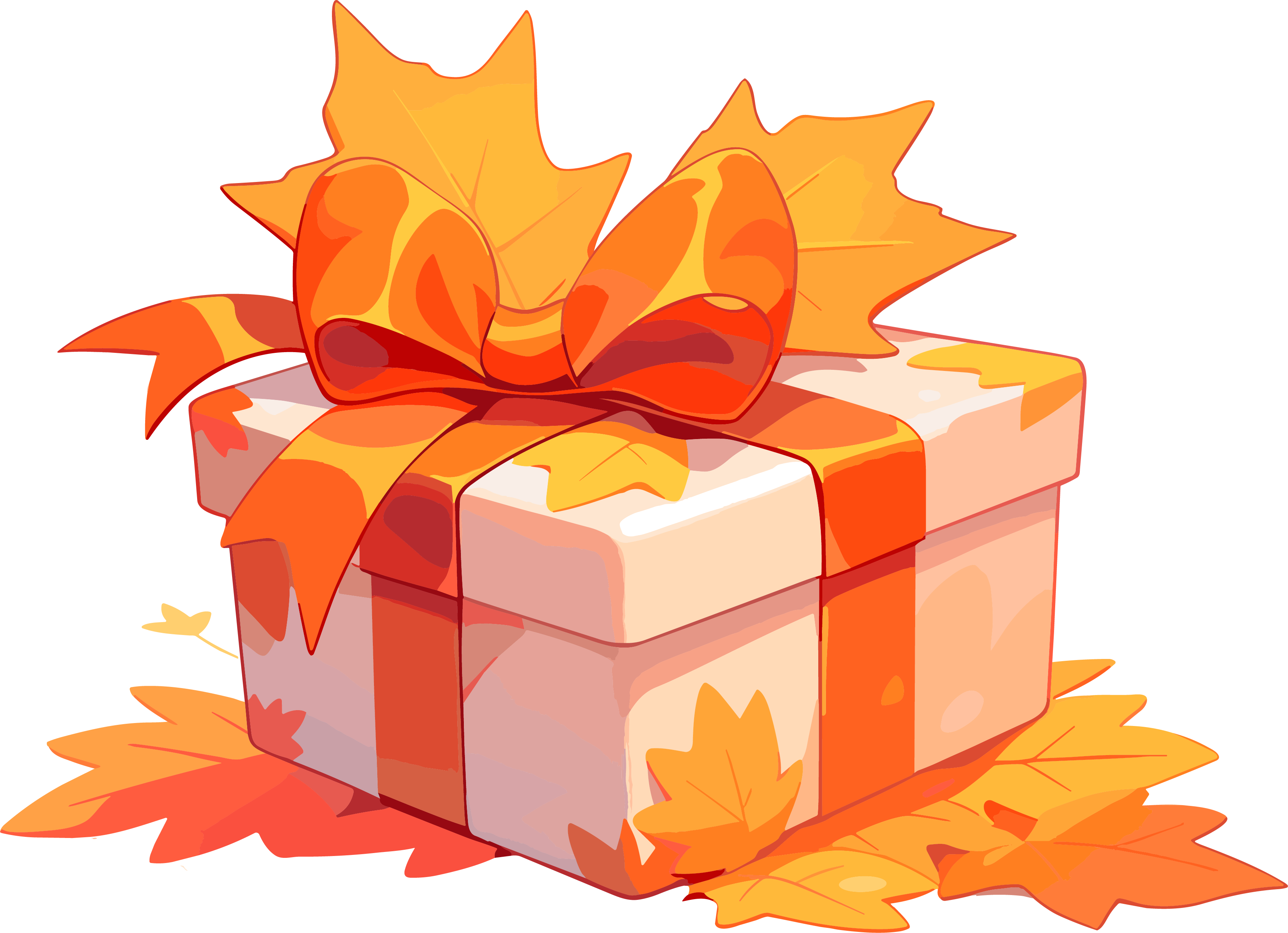 Creative design material of a bright orange gift box