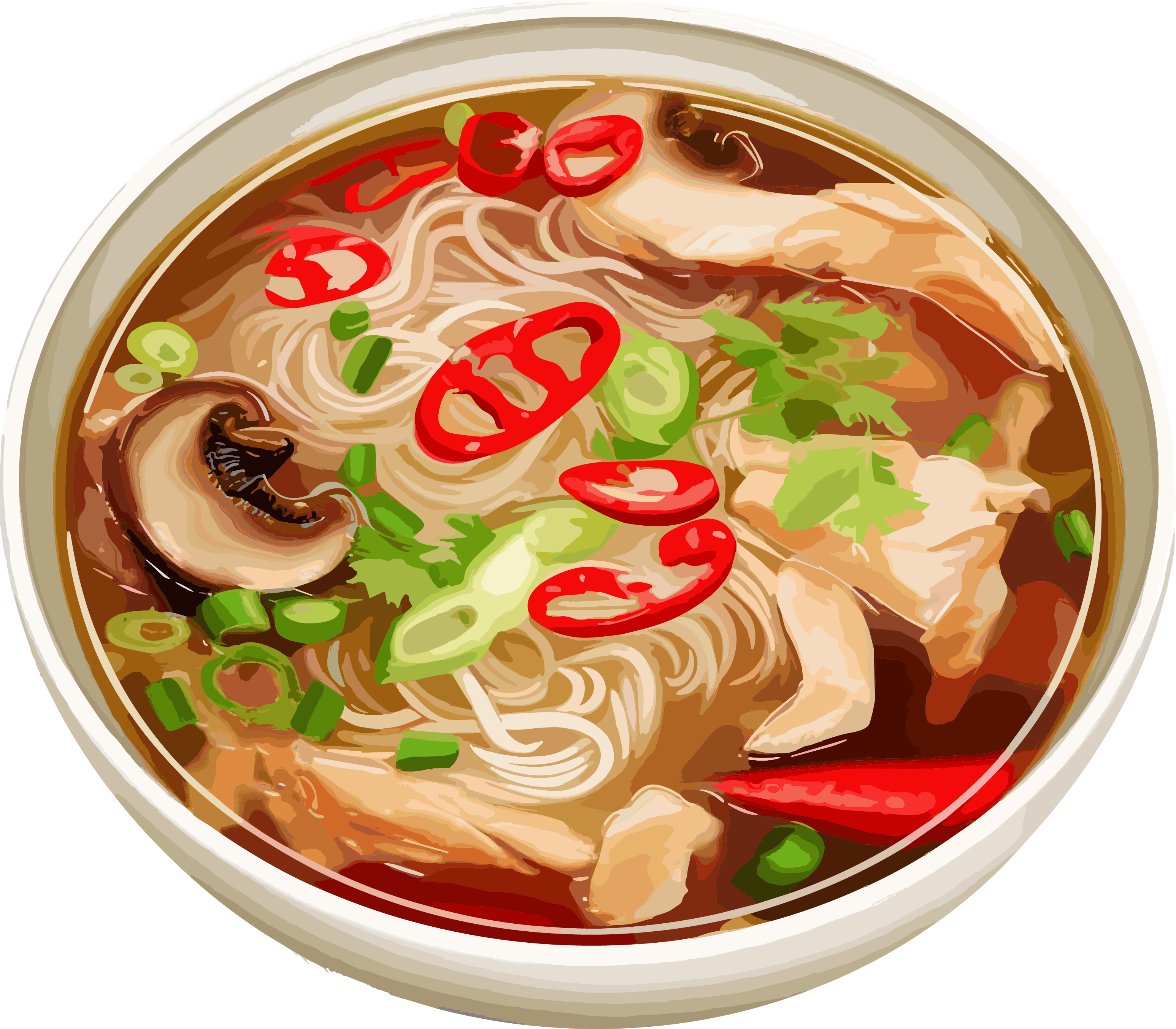 Exquisite chicken noodle soup illustration