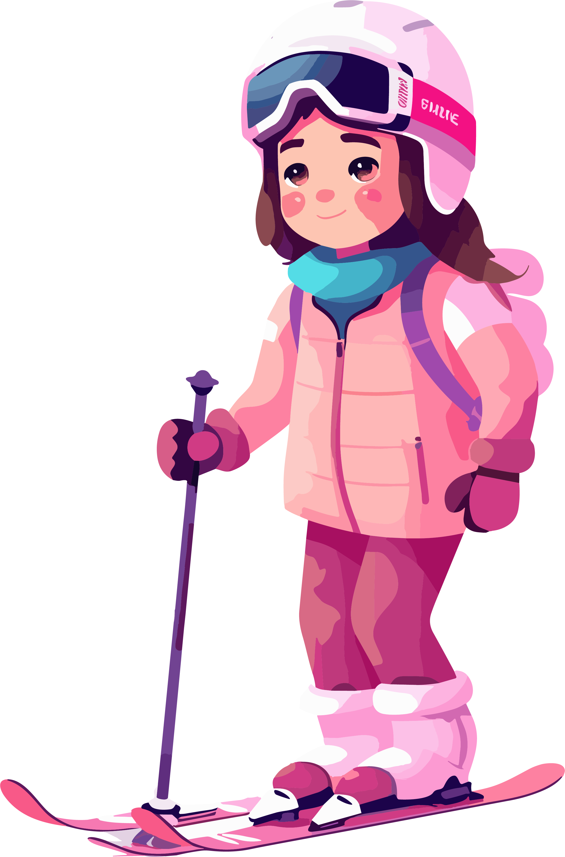 Skiing children's pink ski clothes flat material