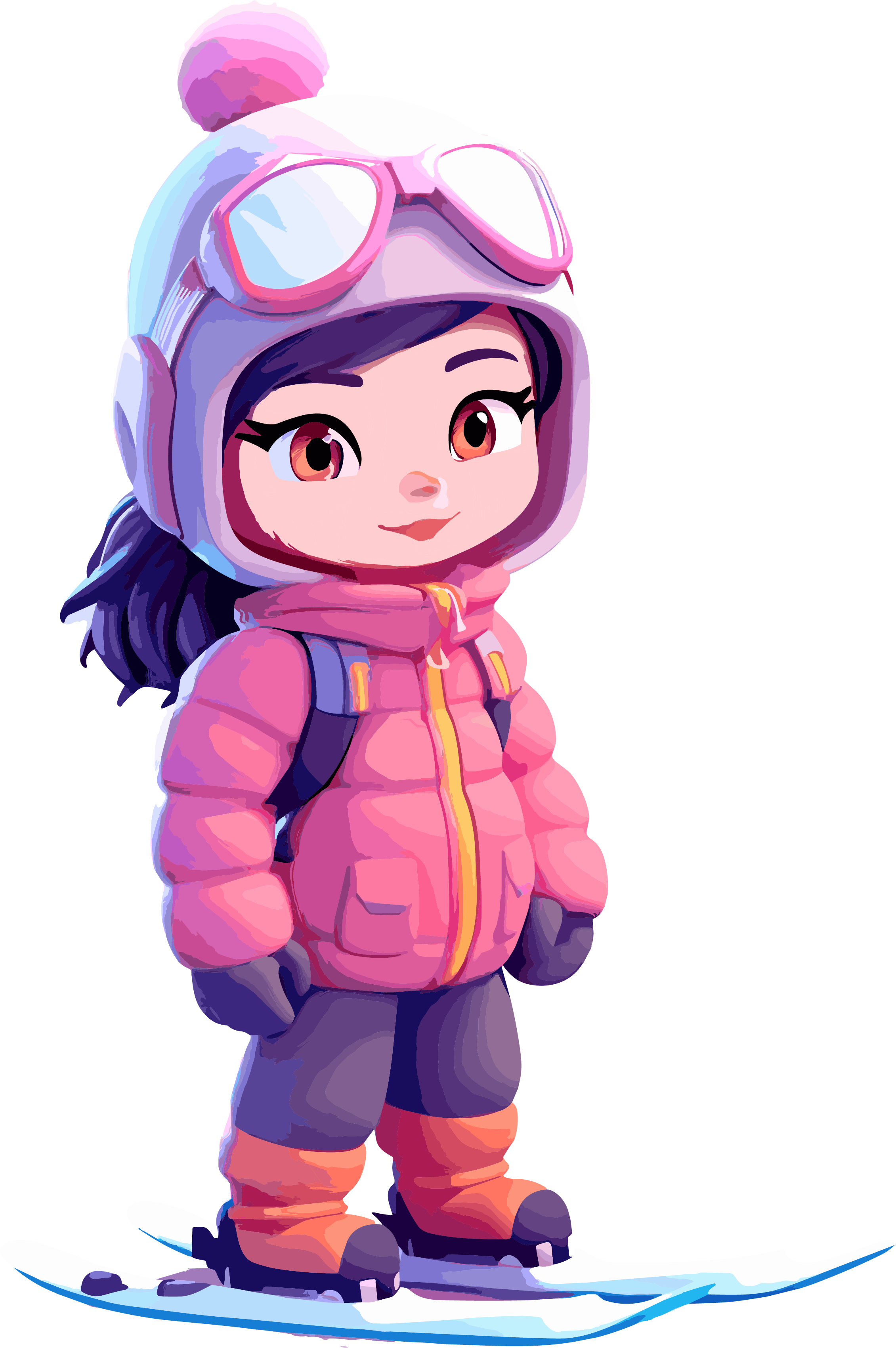 Cute skiing children's ski suit commercial material