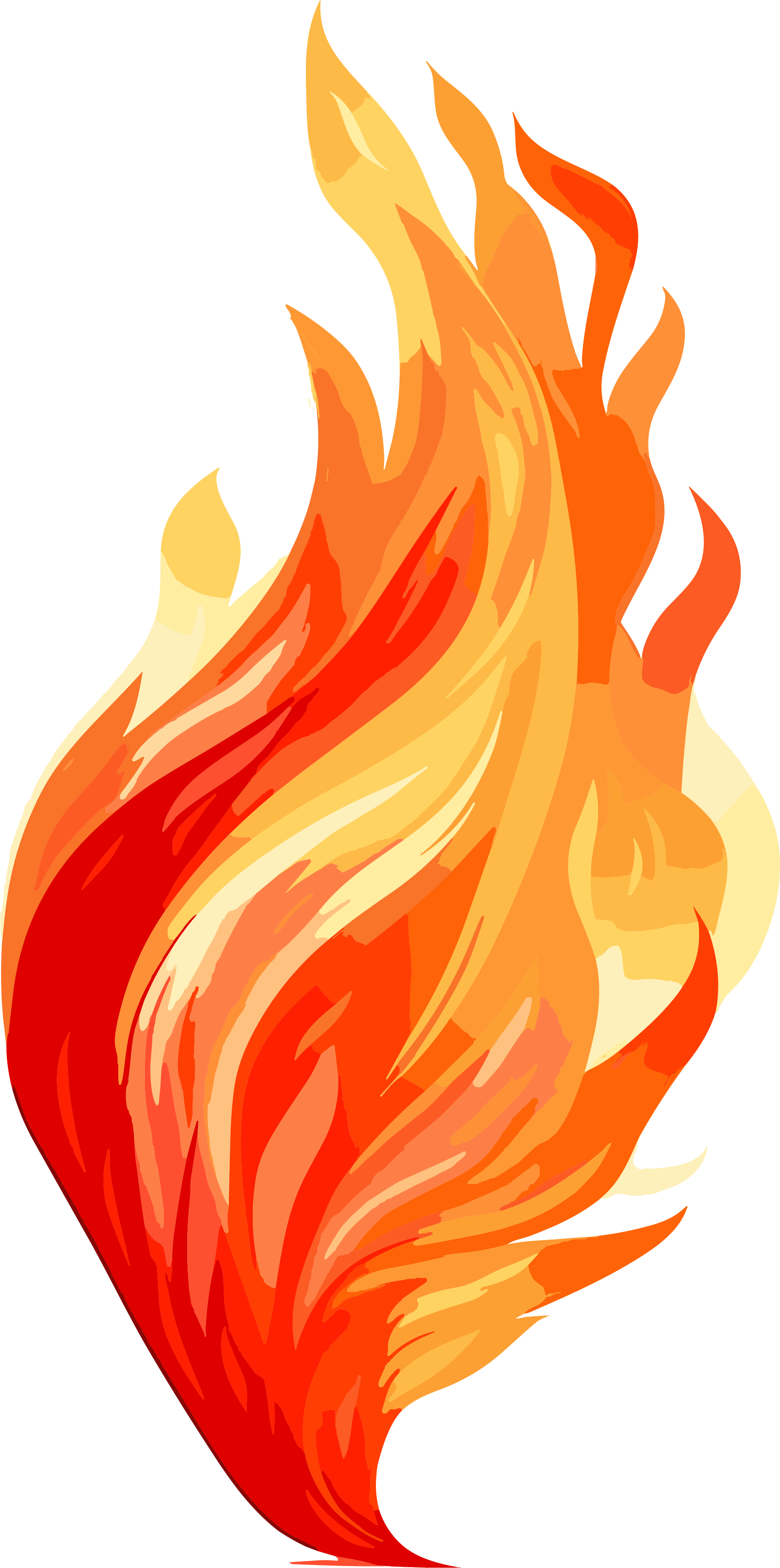 High-quality flat illustration of red-orange flames