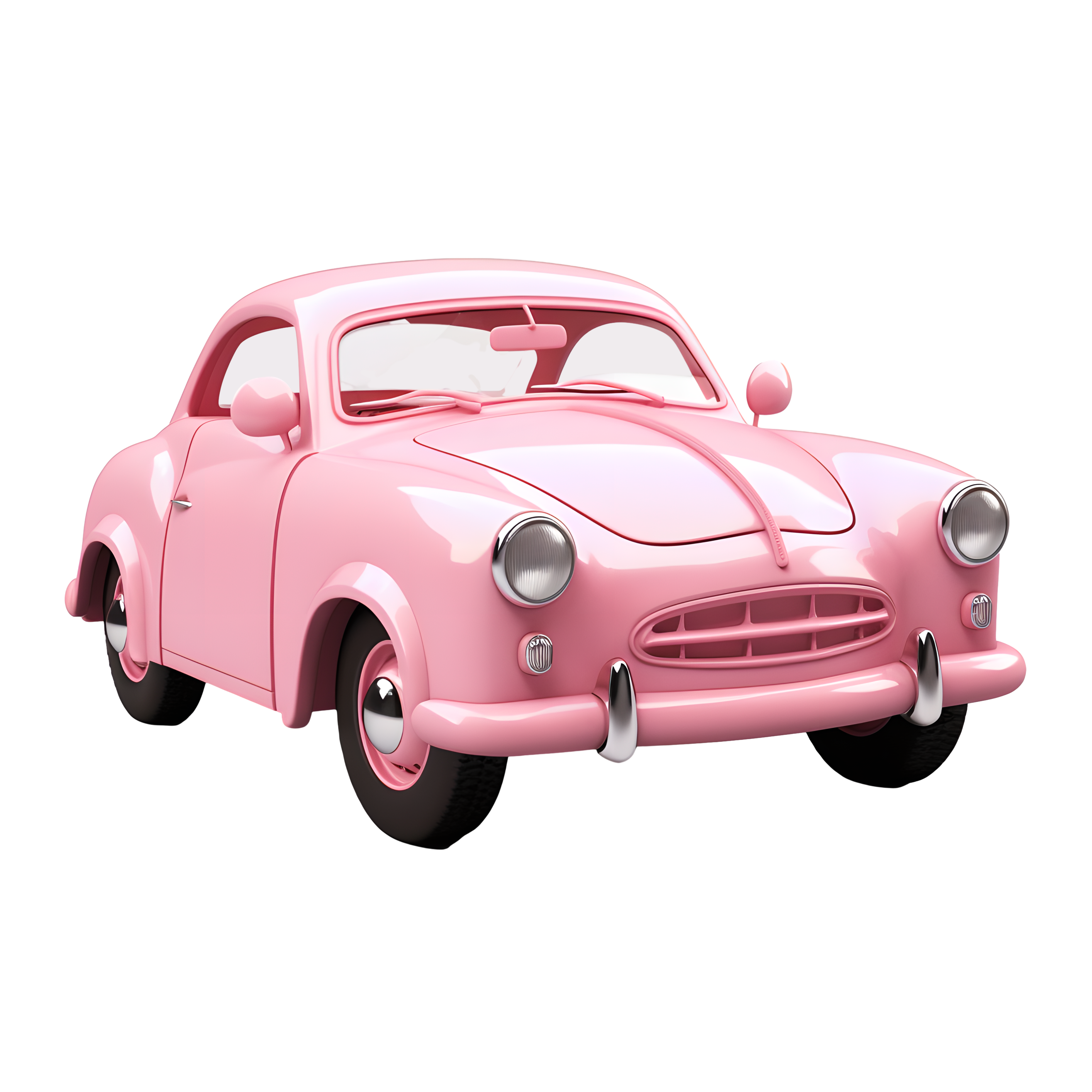 Cartoon transportation pink 3D car PNG material