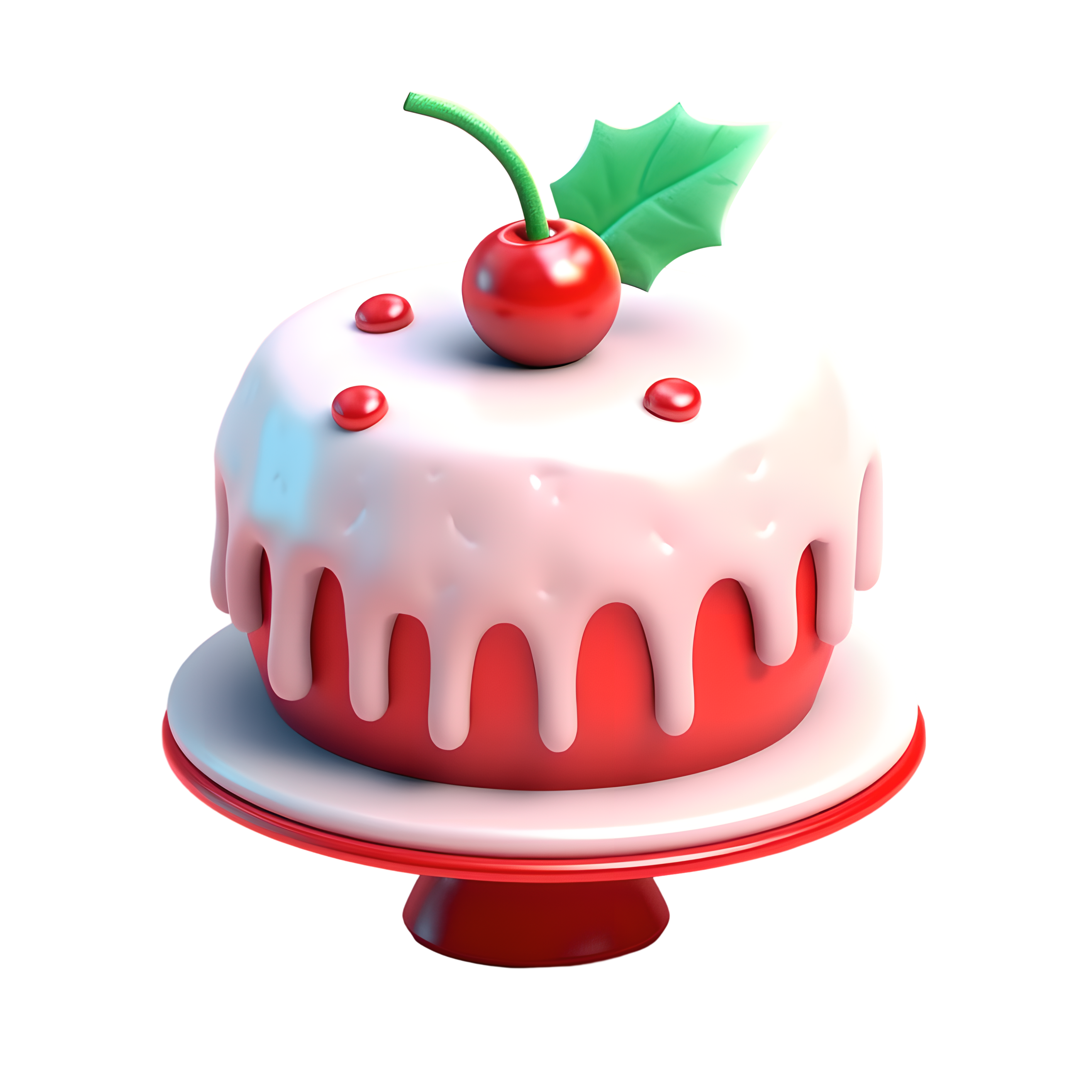 3D illustration of a cartoon apple-shaped frosting cake