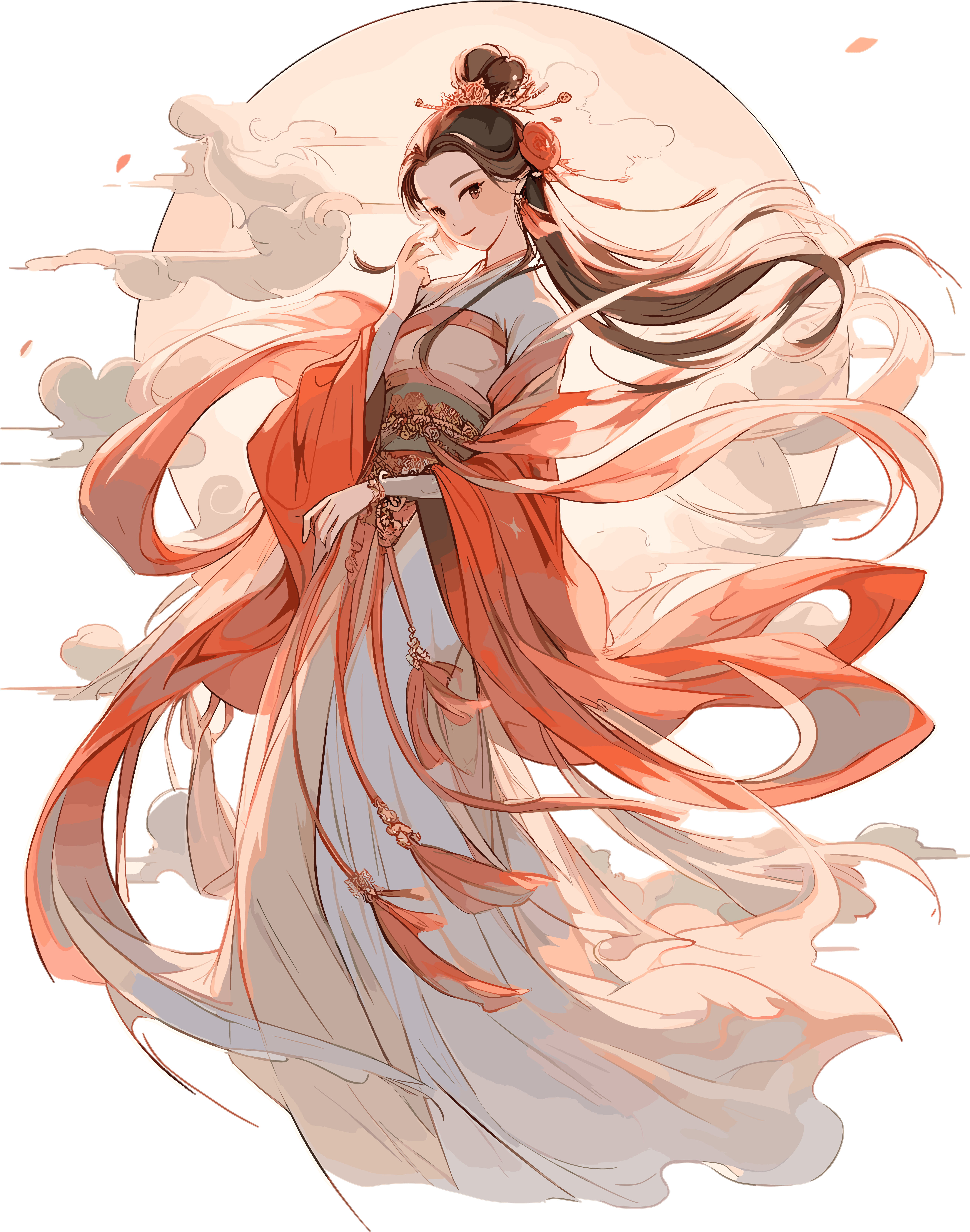 Illustration material of the Dunhuang goddess of China, Feitian, with colorful feet