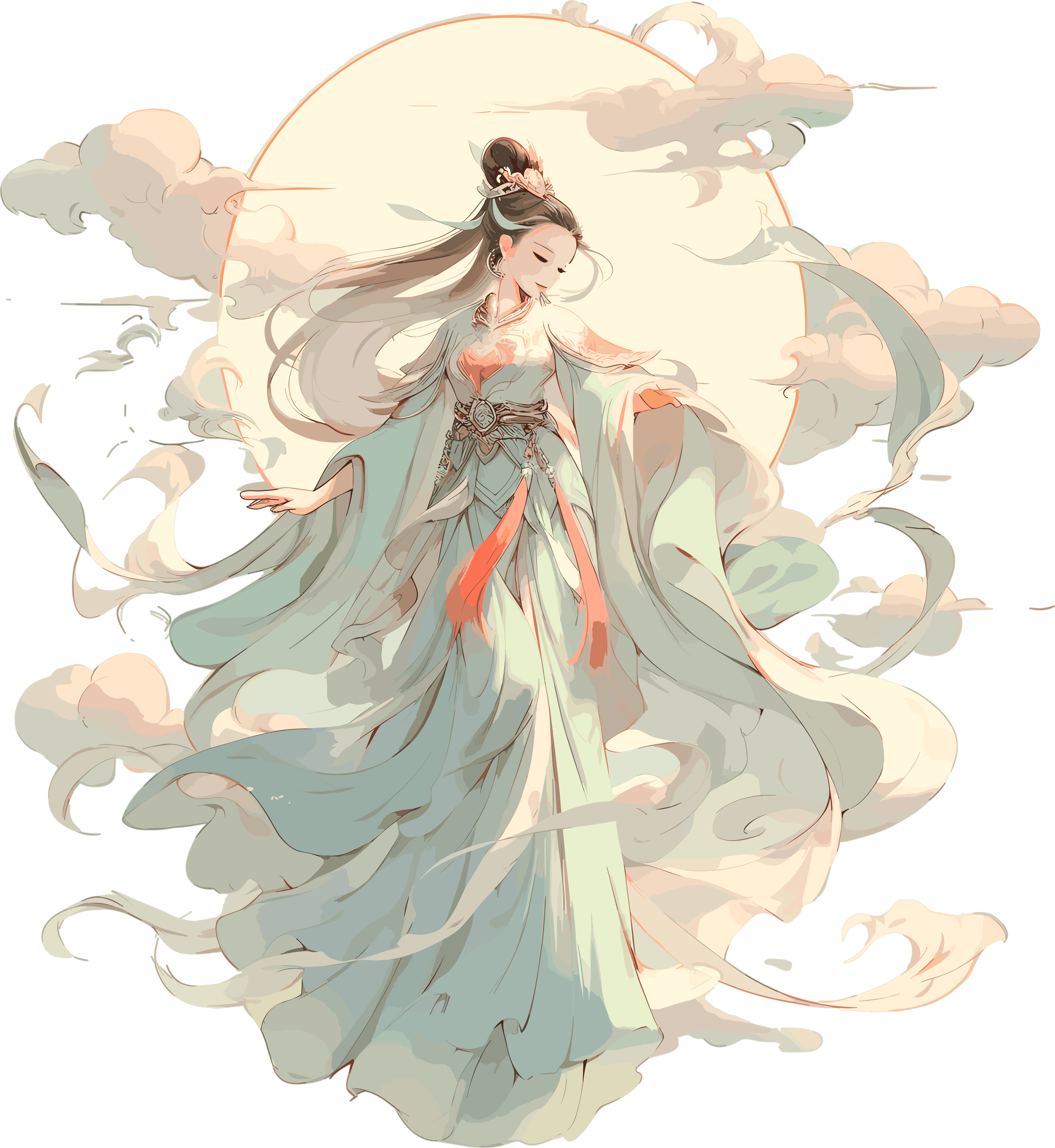 Illustration materials of the Dunhuang goddess of flying in China