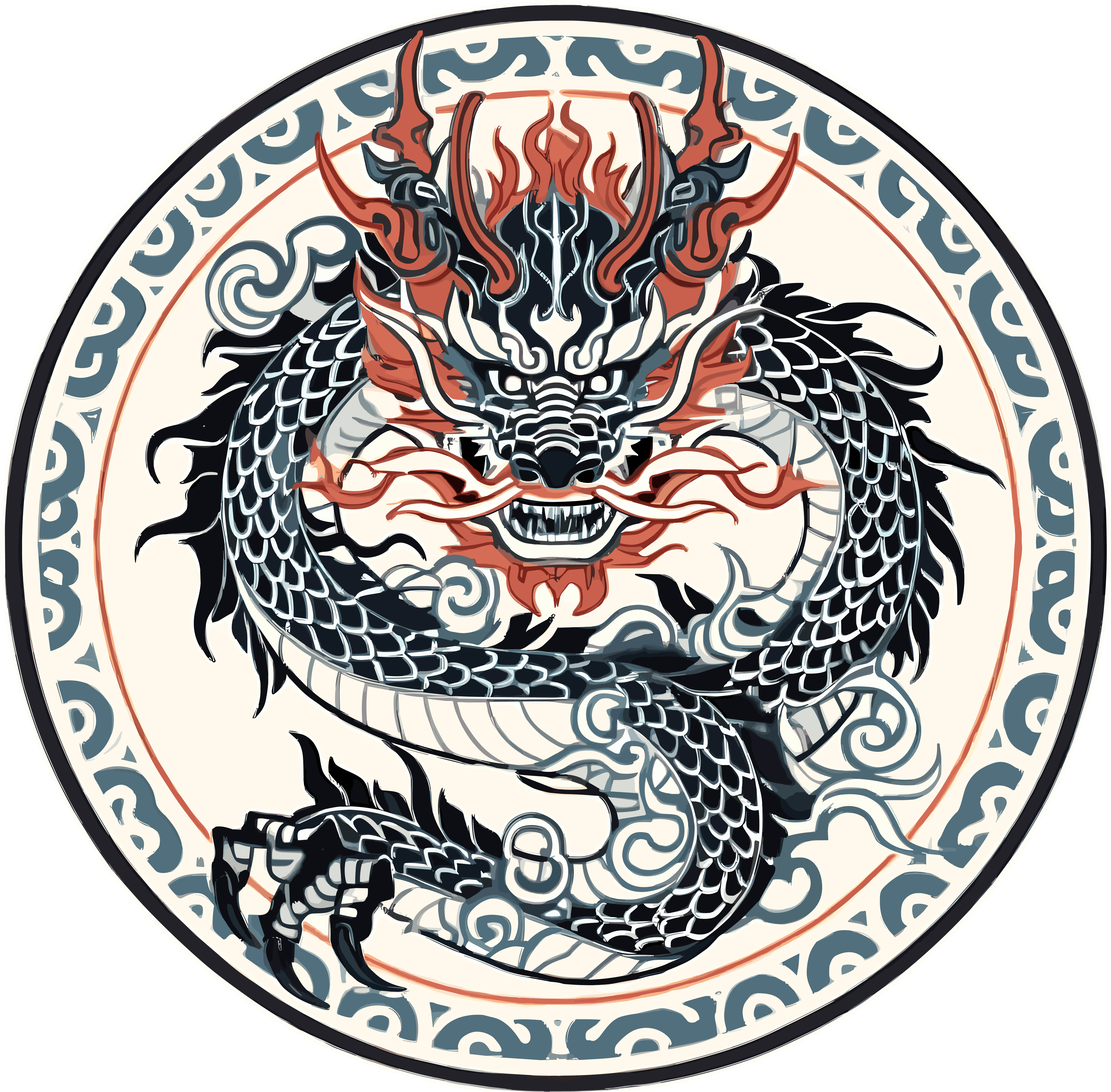 Design materials for Chinese dragon pattern