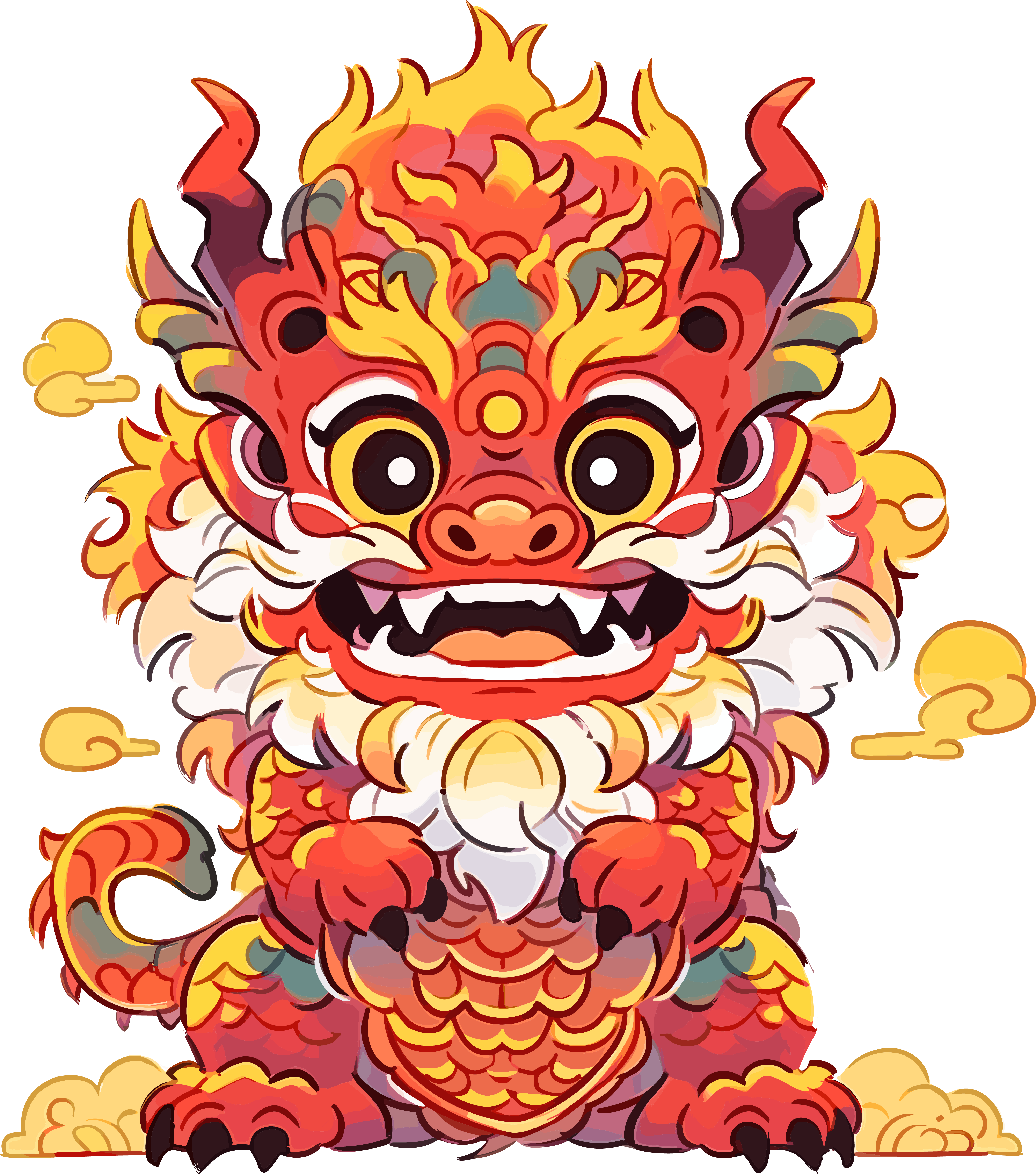 Cute Chinese Dragon Doodle Art Material
