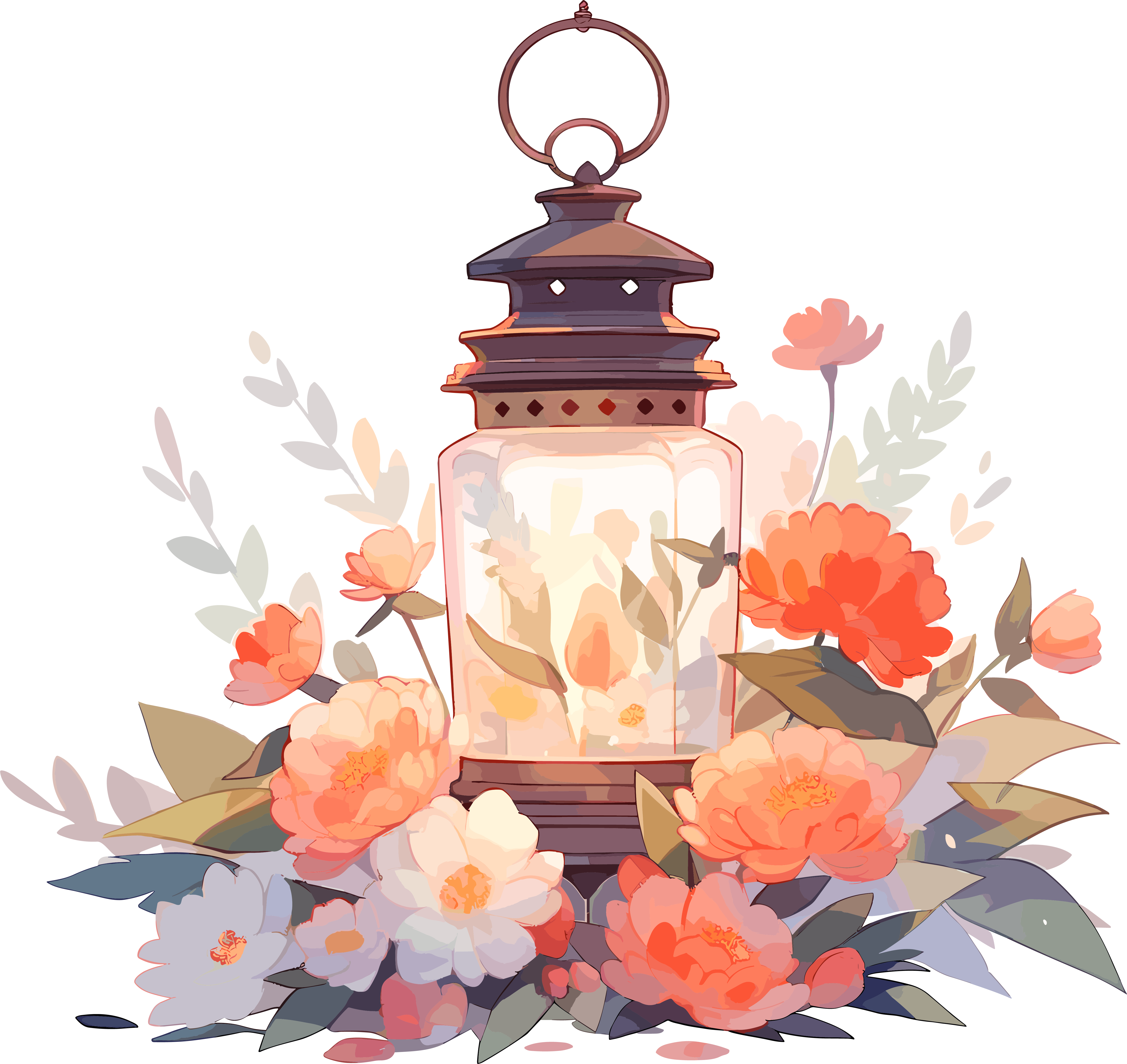 Pattern of lanterns on a white background