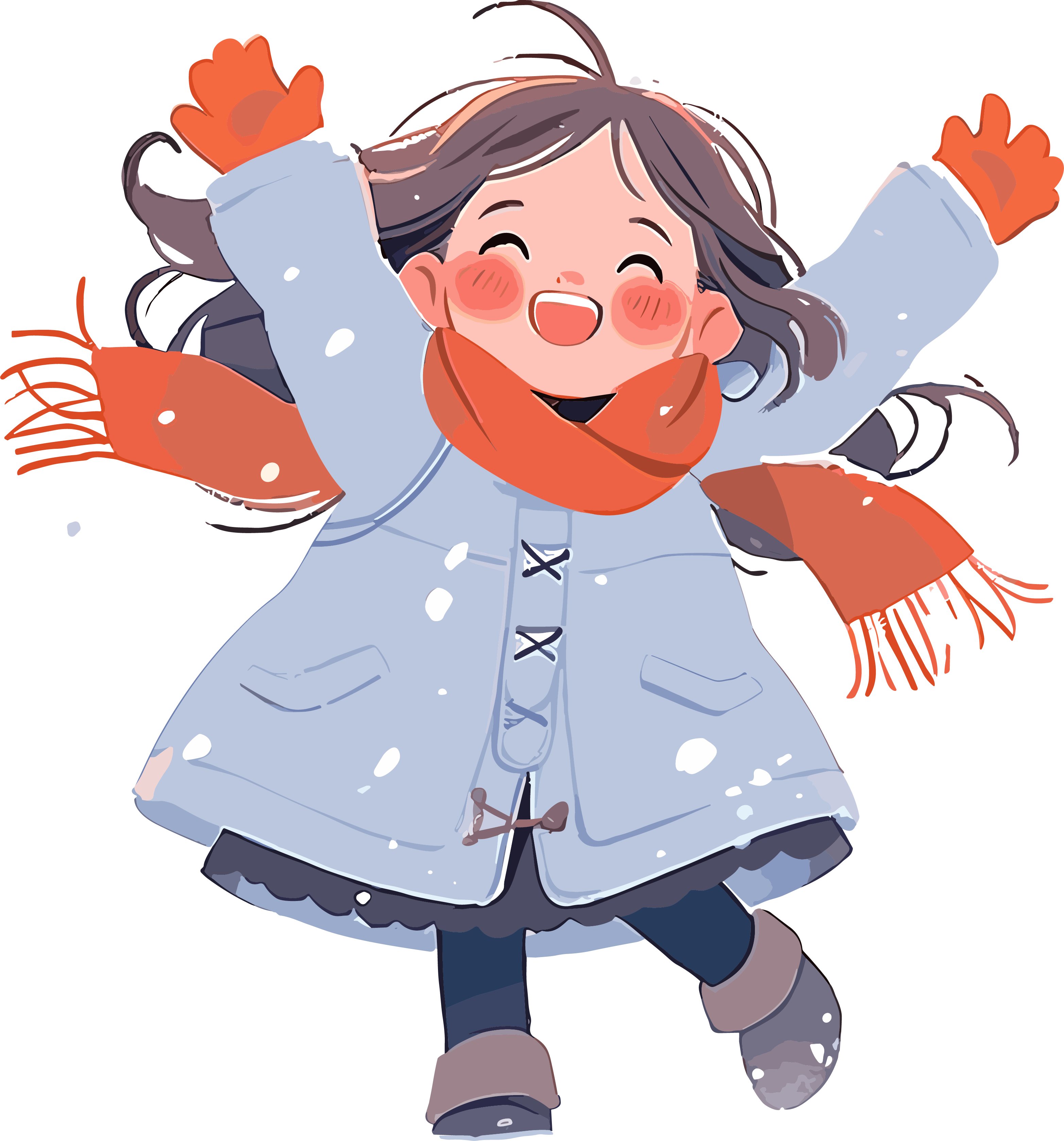 Snowy Scene Little Girl PNG Graphic Material