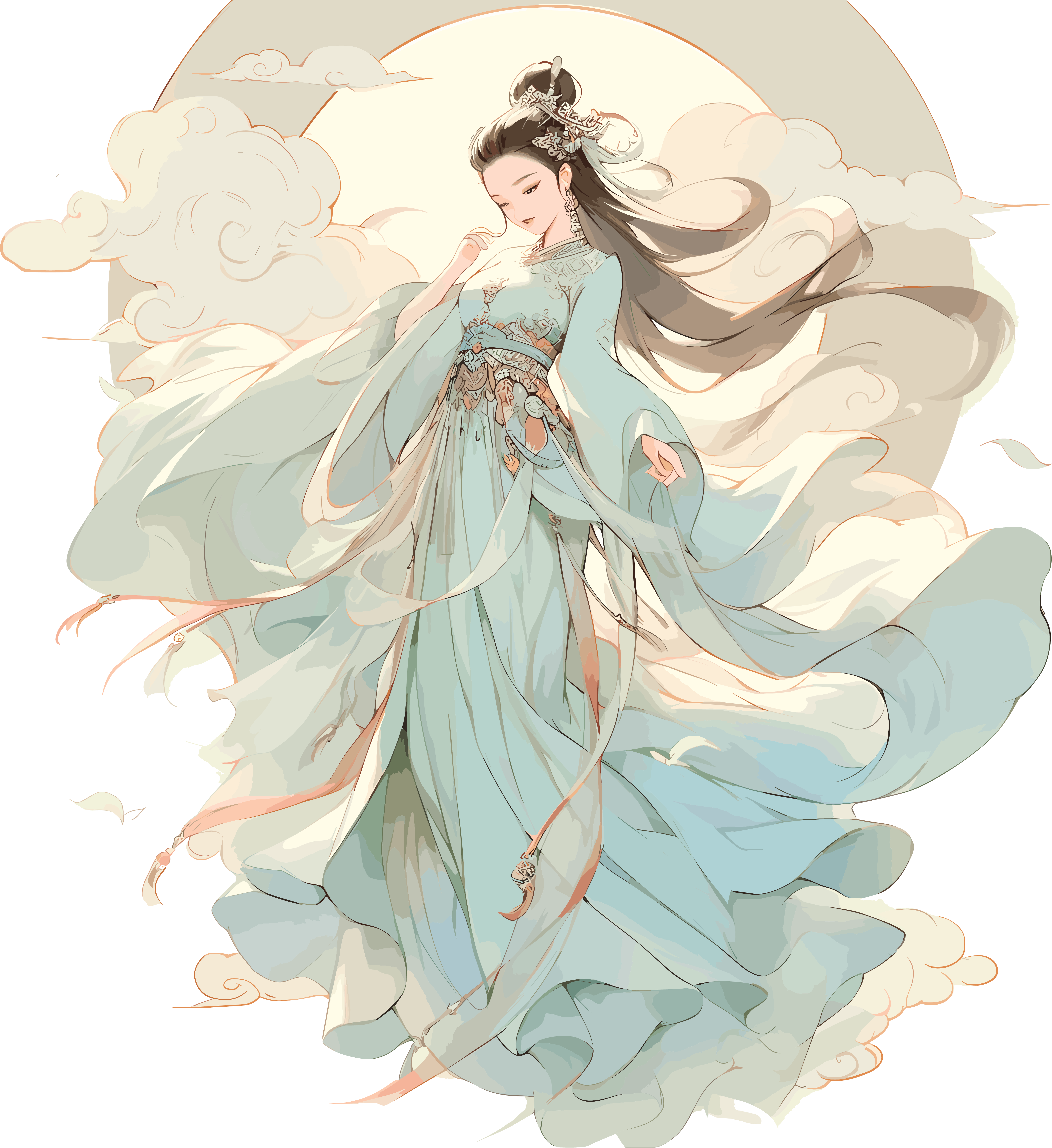 Illustration materials of the enchanting and beautiful Dunhuang goddess