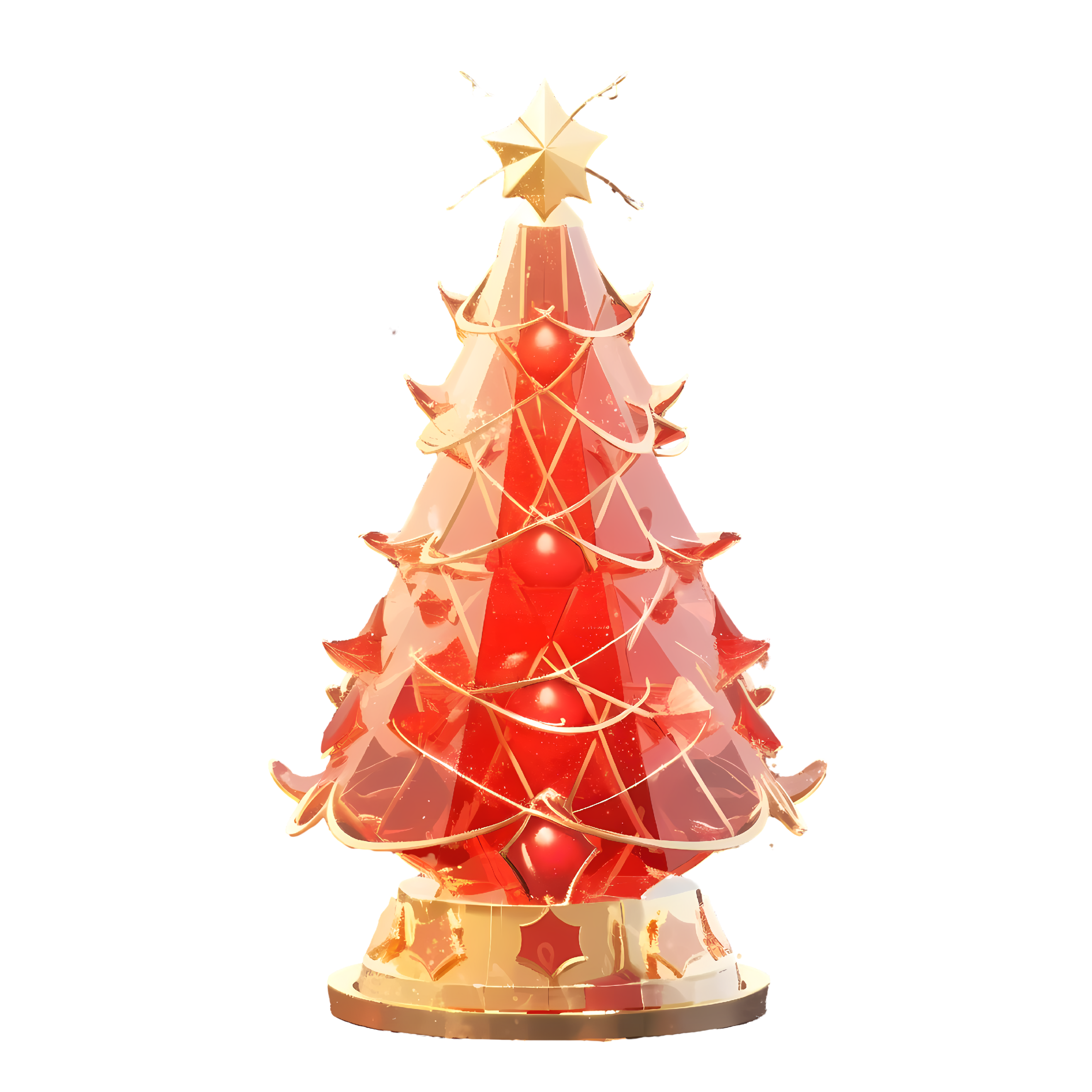 Red Gold Christmas Tree Decoration Material