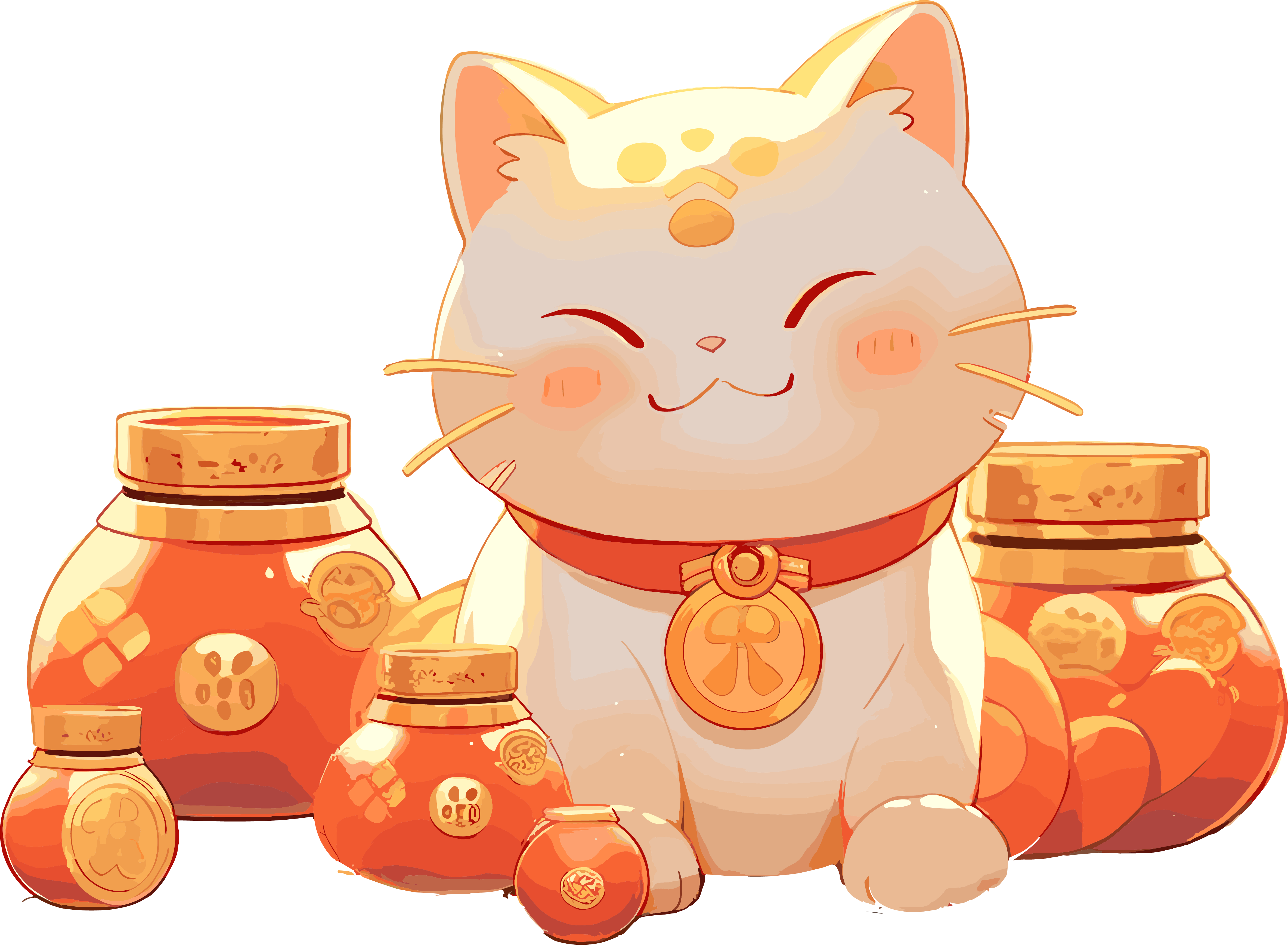 Cute Lucky Cat PNG Graphic