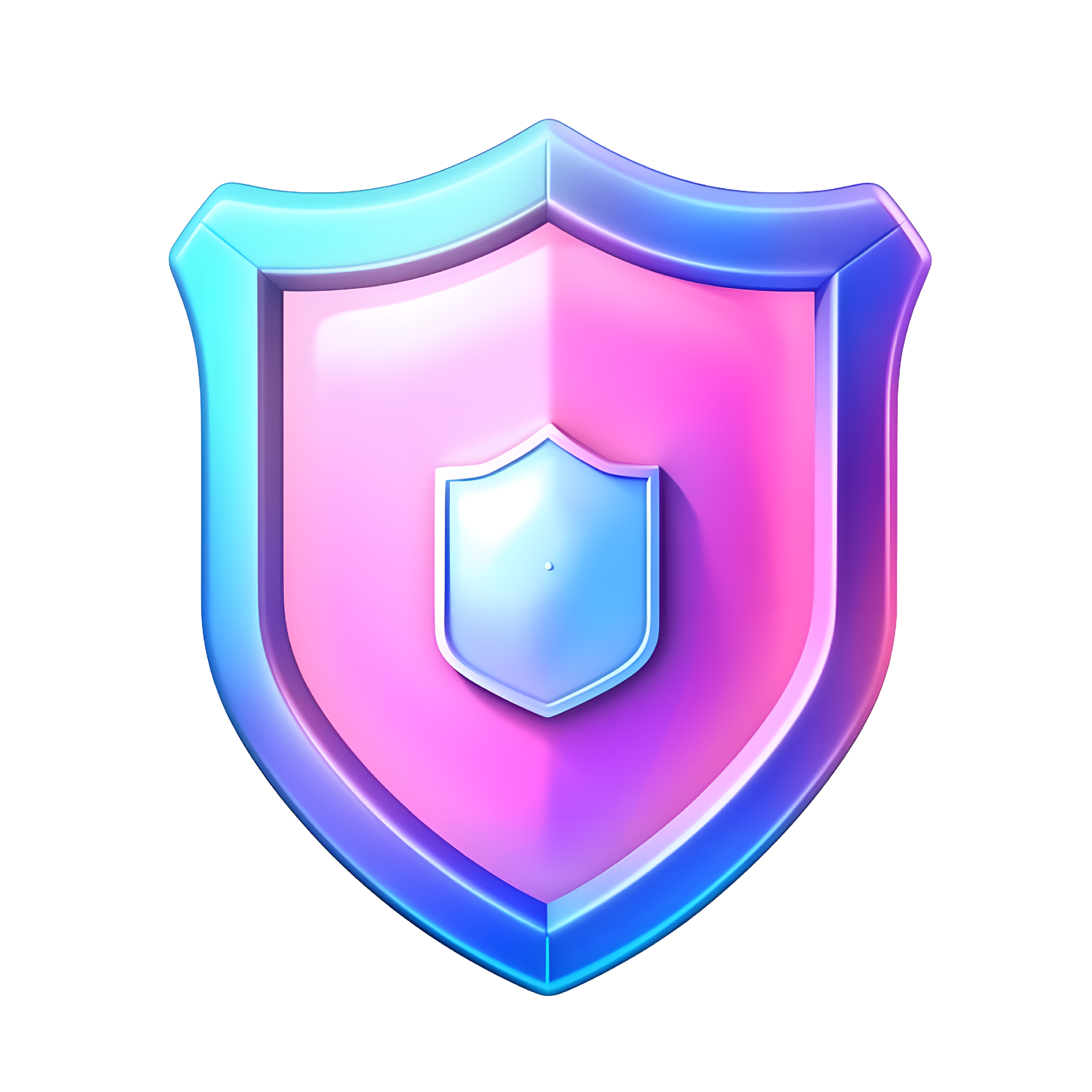 Cute Shield 3D Blue-Purple Gradient Illustration