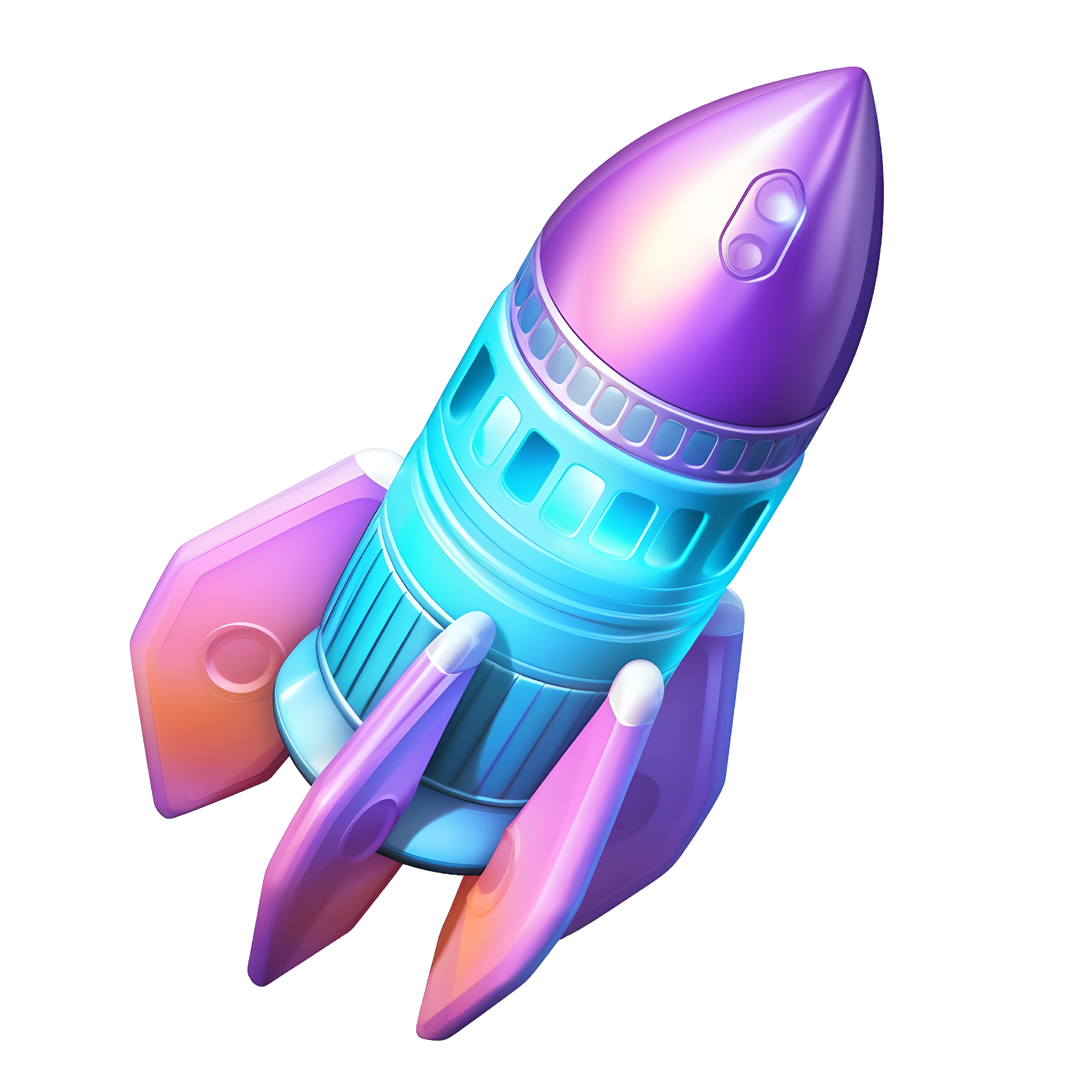 Pure Dreamy Rocket 3D Blue-Purple Gradient Illustration