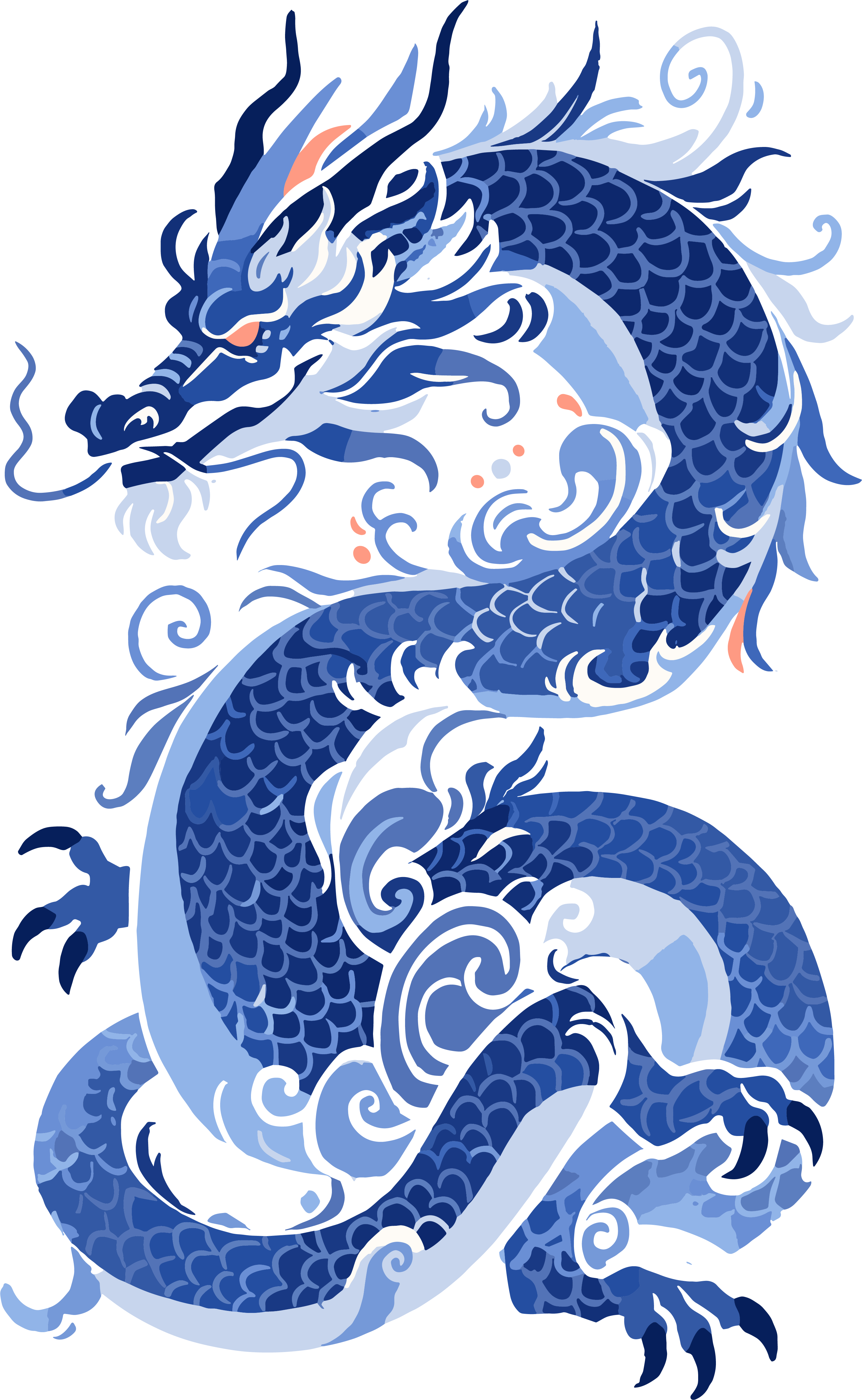 Design materials for flat paintings of Chinese dragons