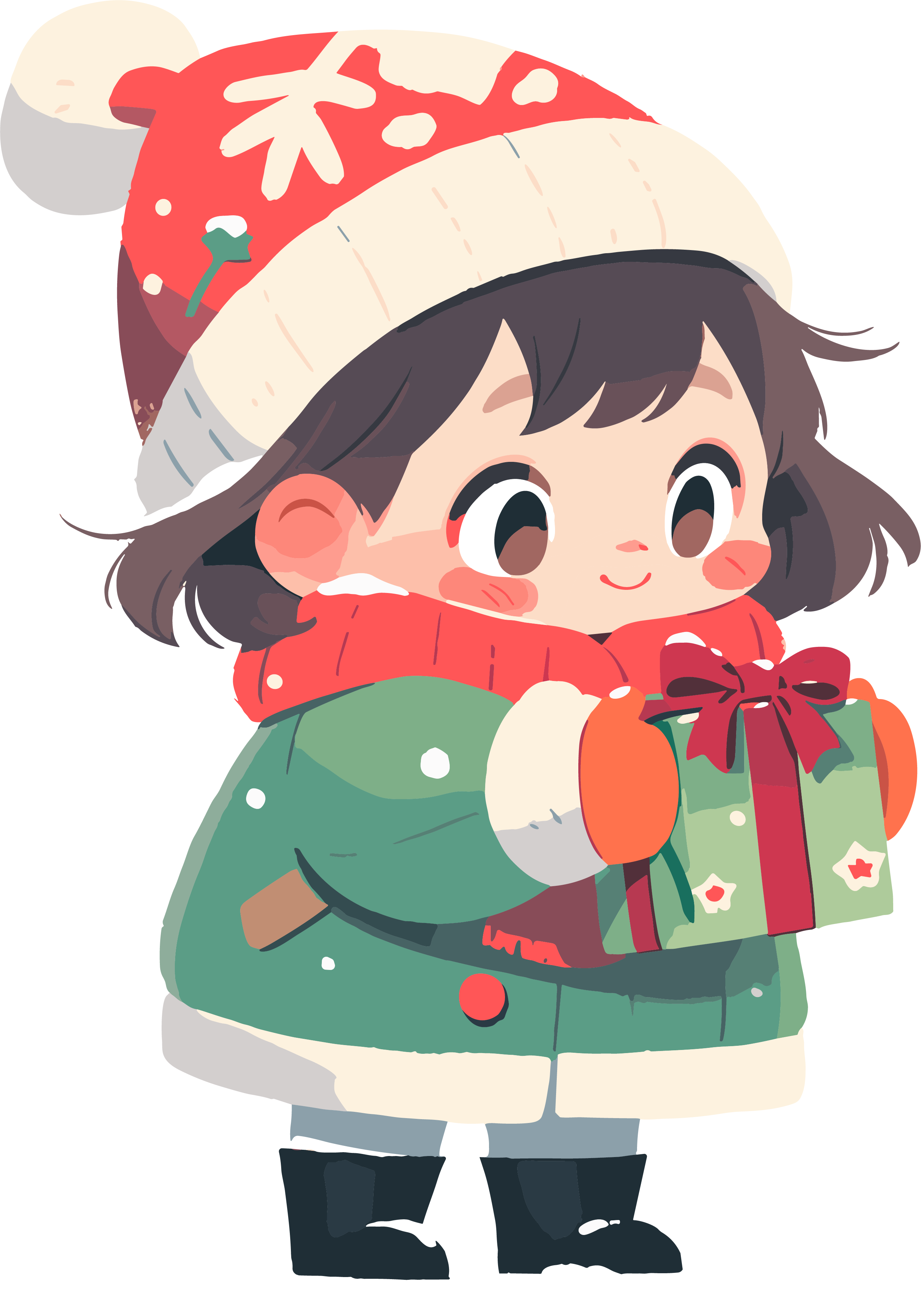 Christmas-themed cute little girl material
