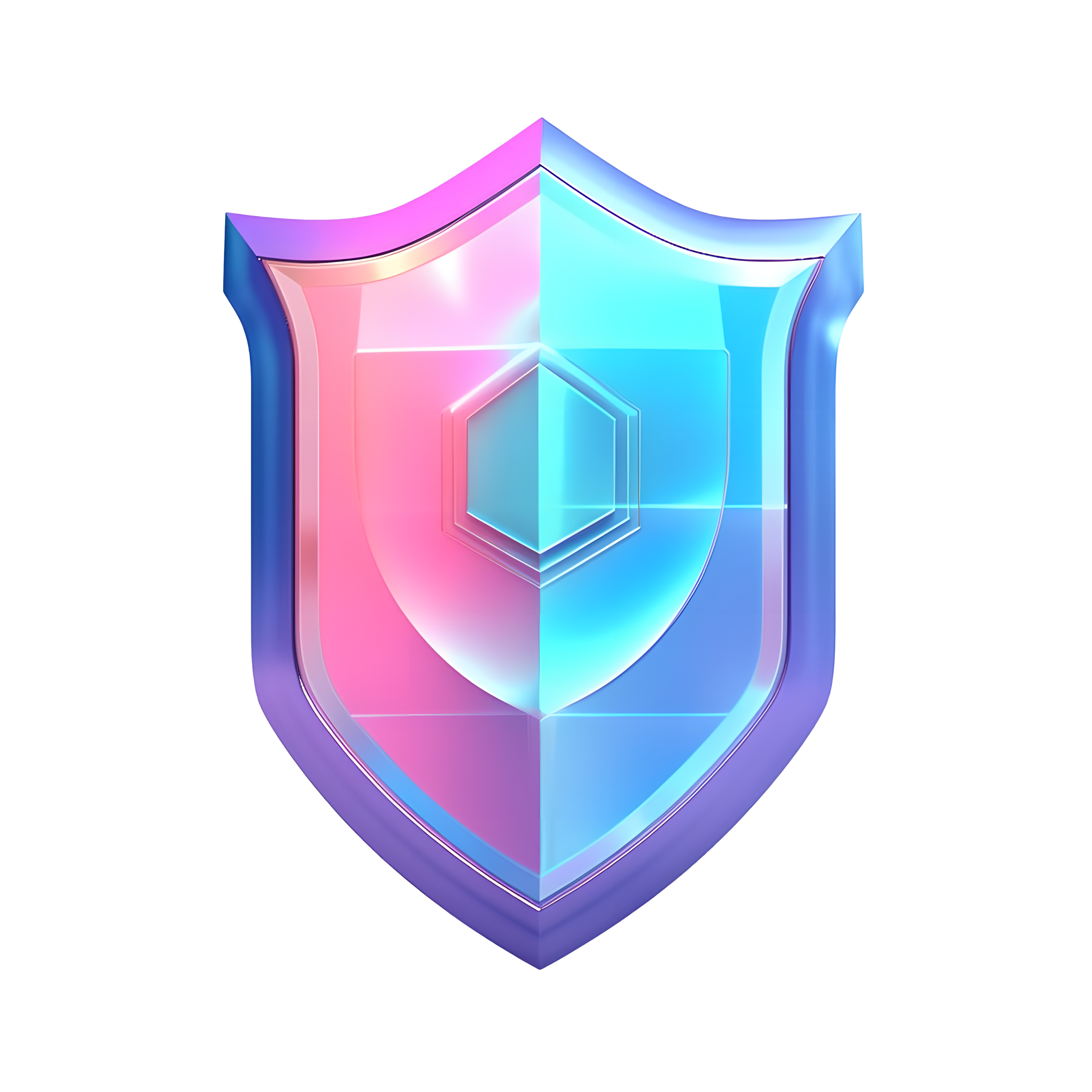 Comic style shield 3D blue-purple gradient illustration