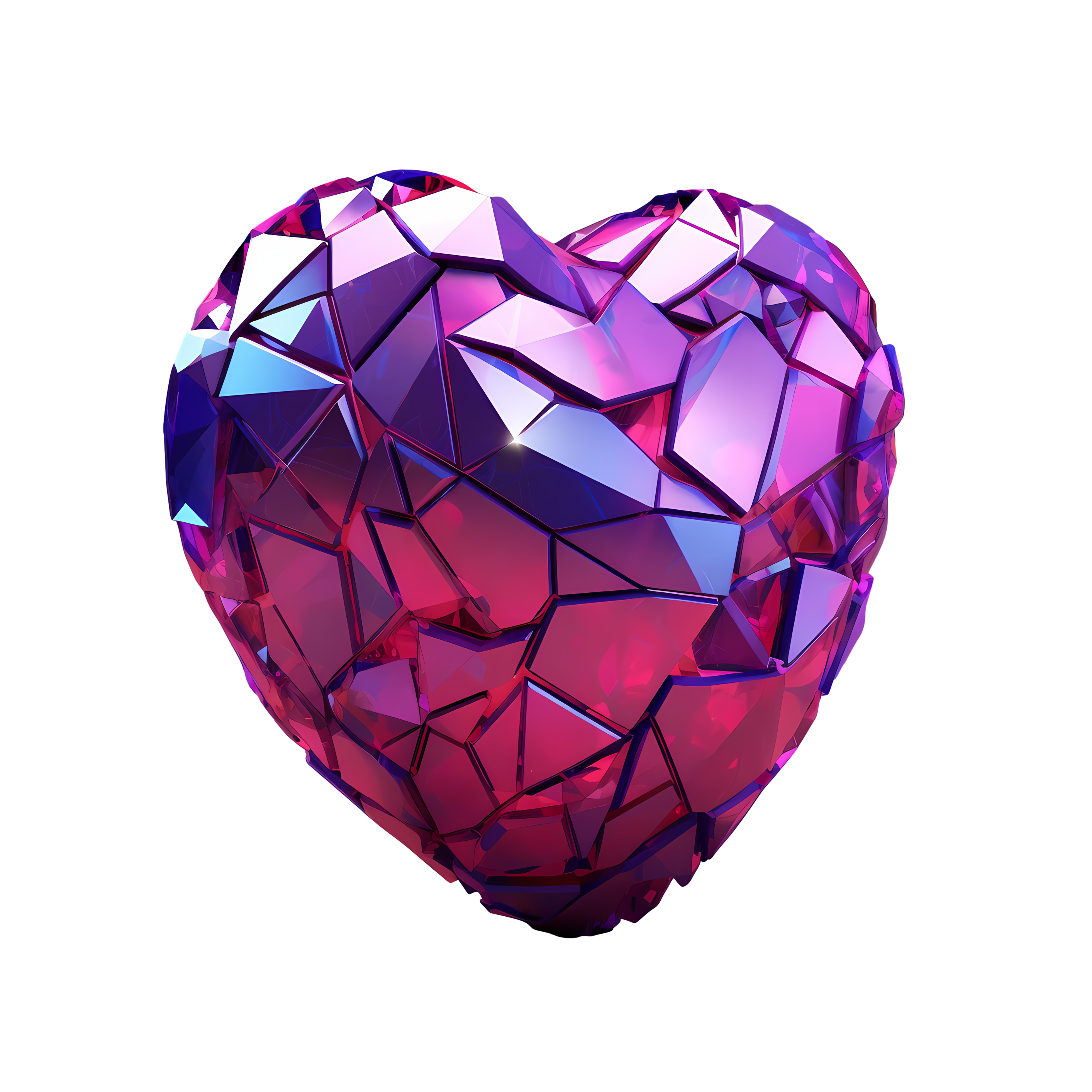 Pink-purple coated heart-shaped 3D model art stock lens