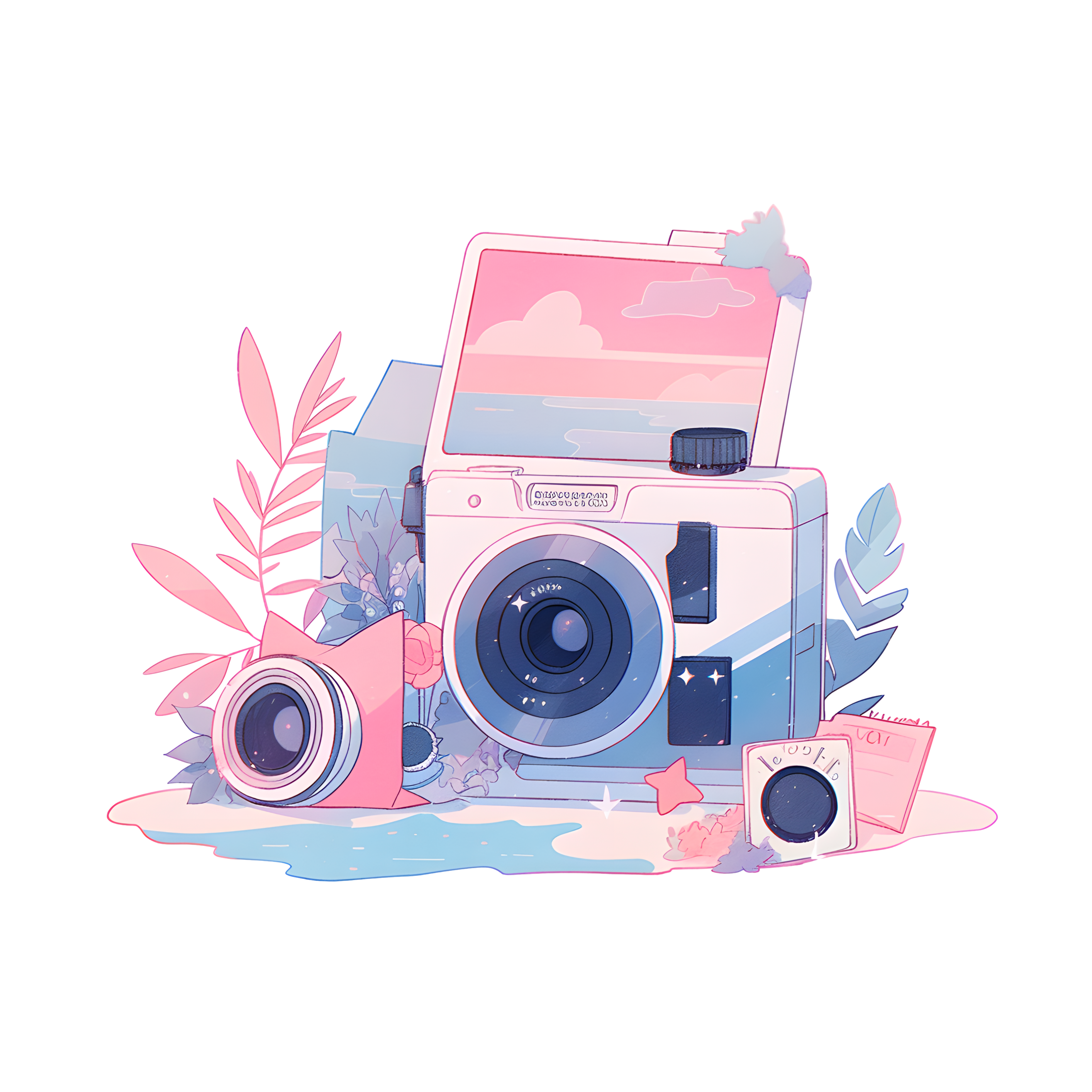 Camera pop retro illustration design elements