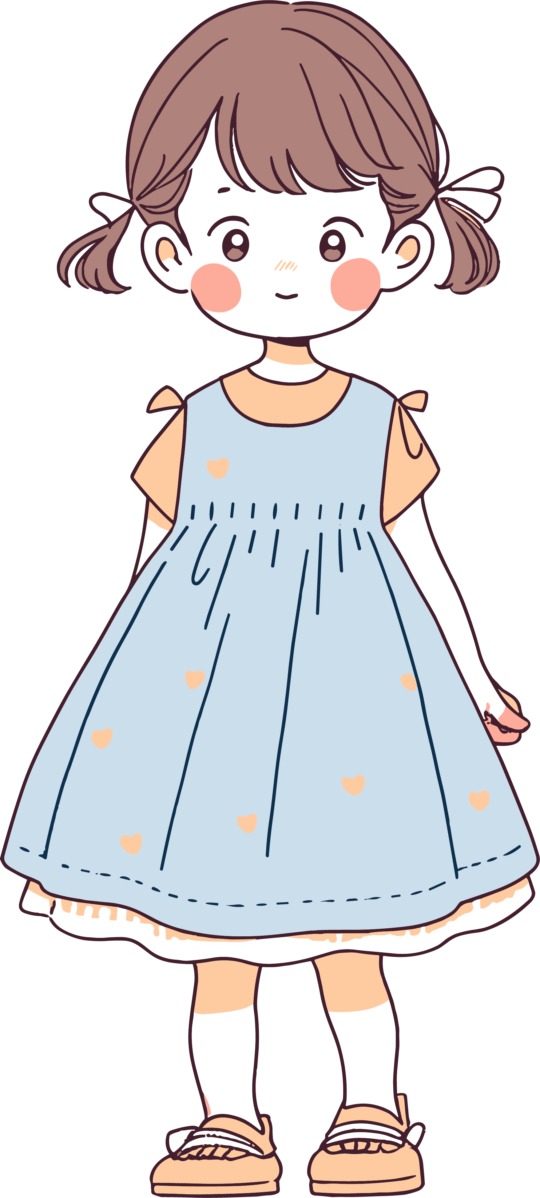 The little girl in the cute blue dress