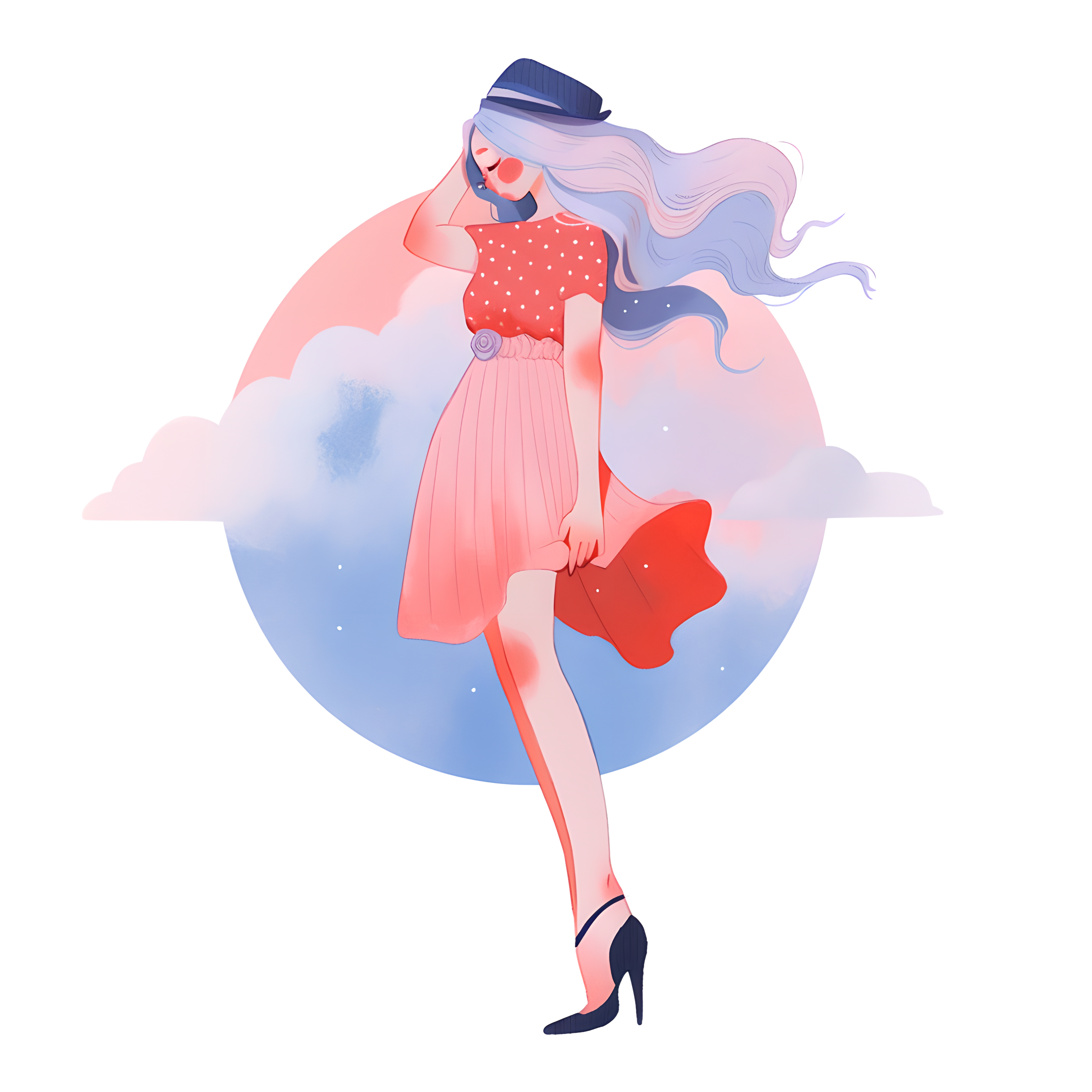 Girl's watercolor romantic illustration graphic material