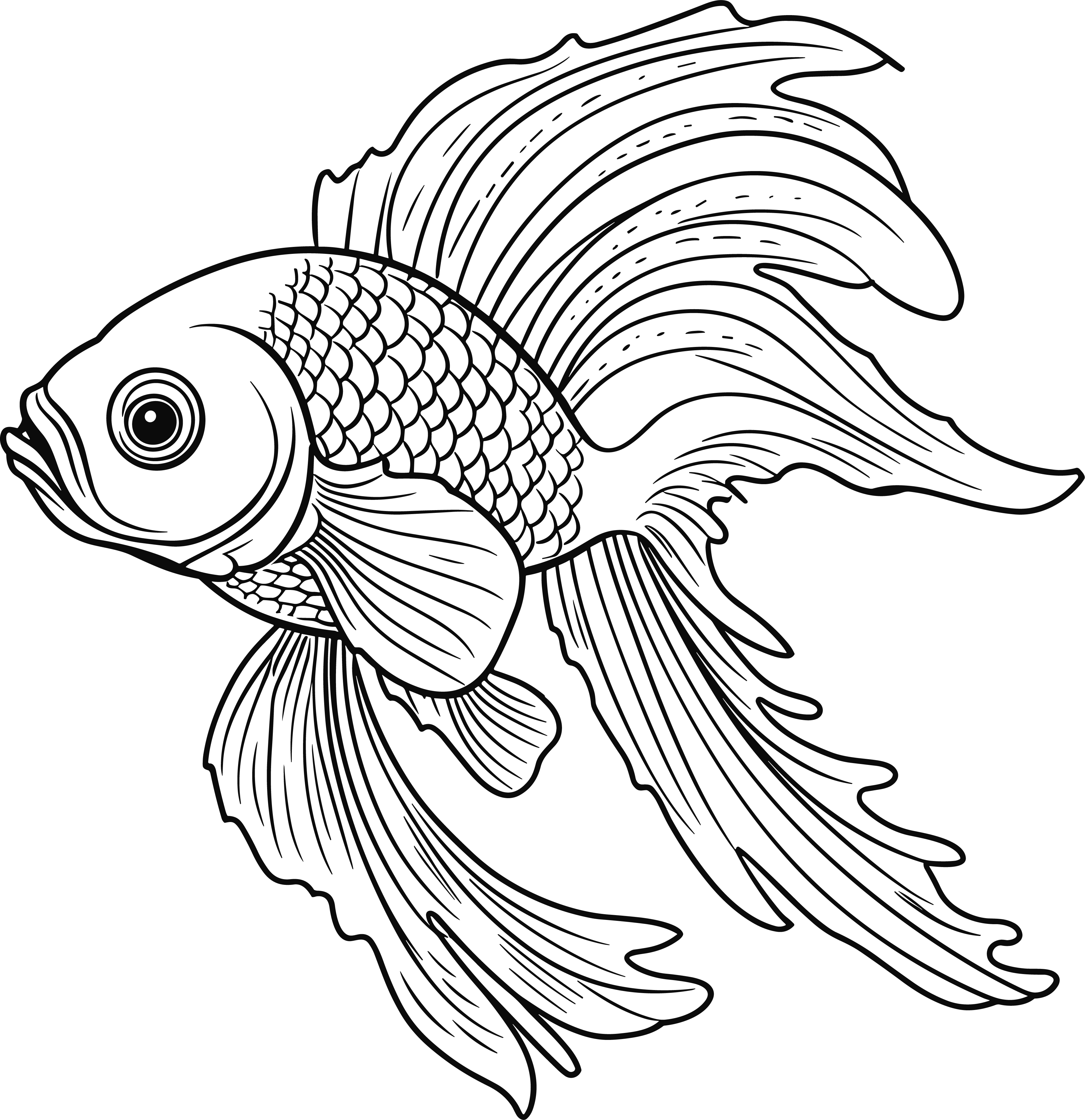 Cartoon style winged fish illustration