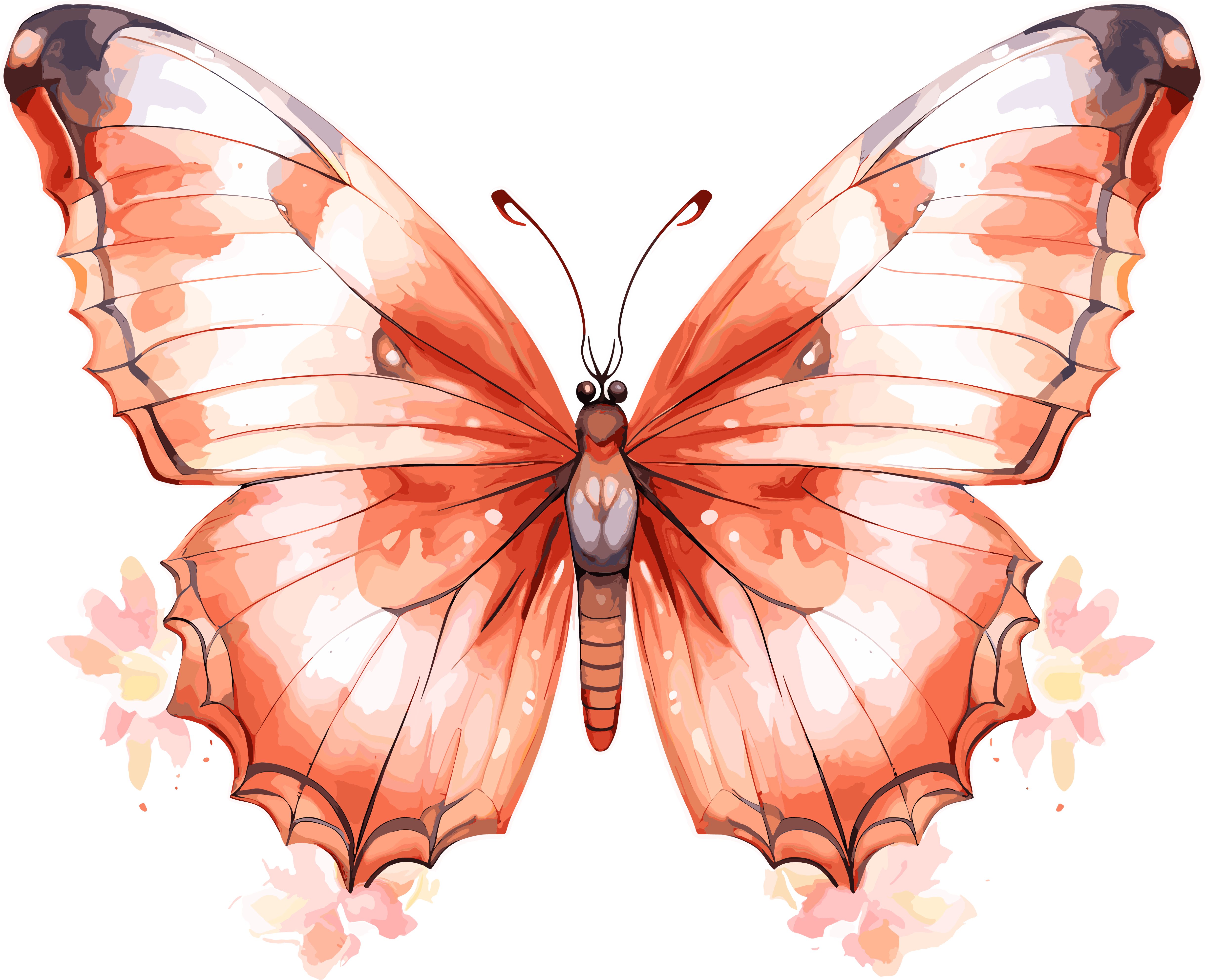 Watercolor Bohemian Style Butterfly Element Pattern