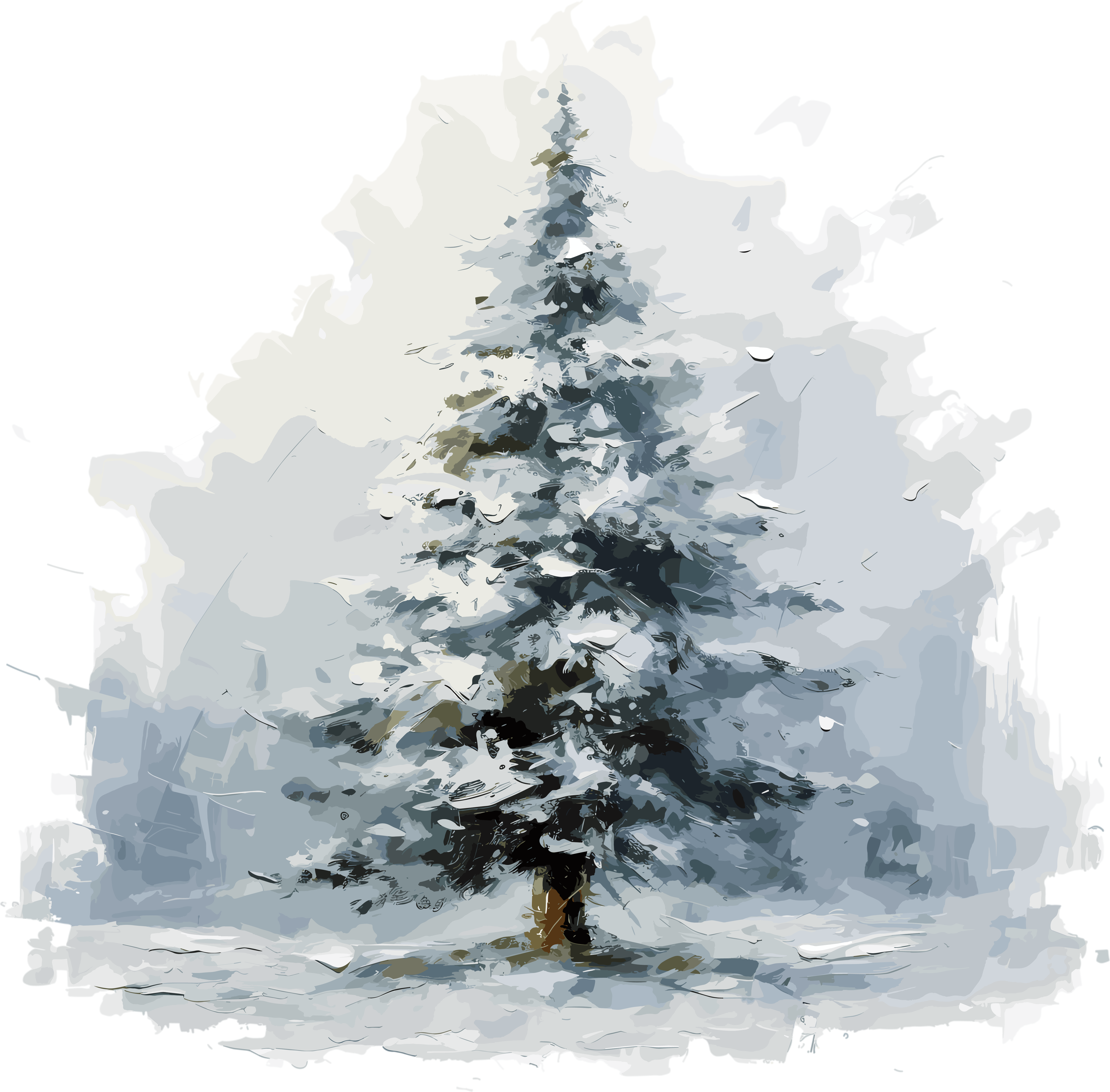 Oil painting illustration of a Christmas tree