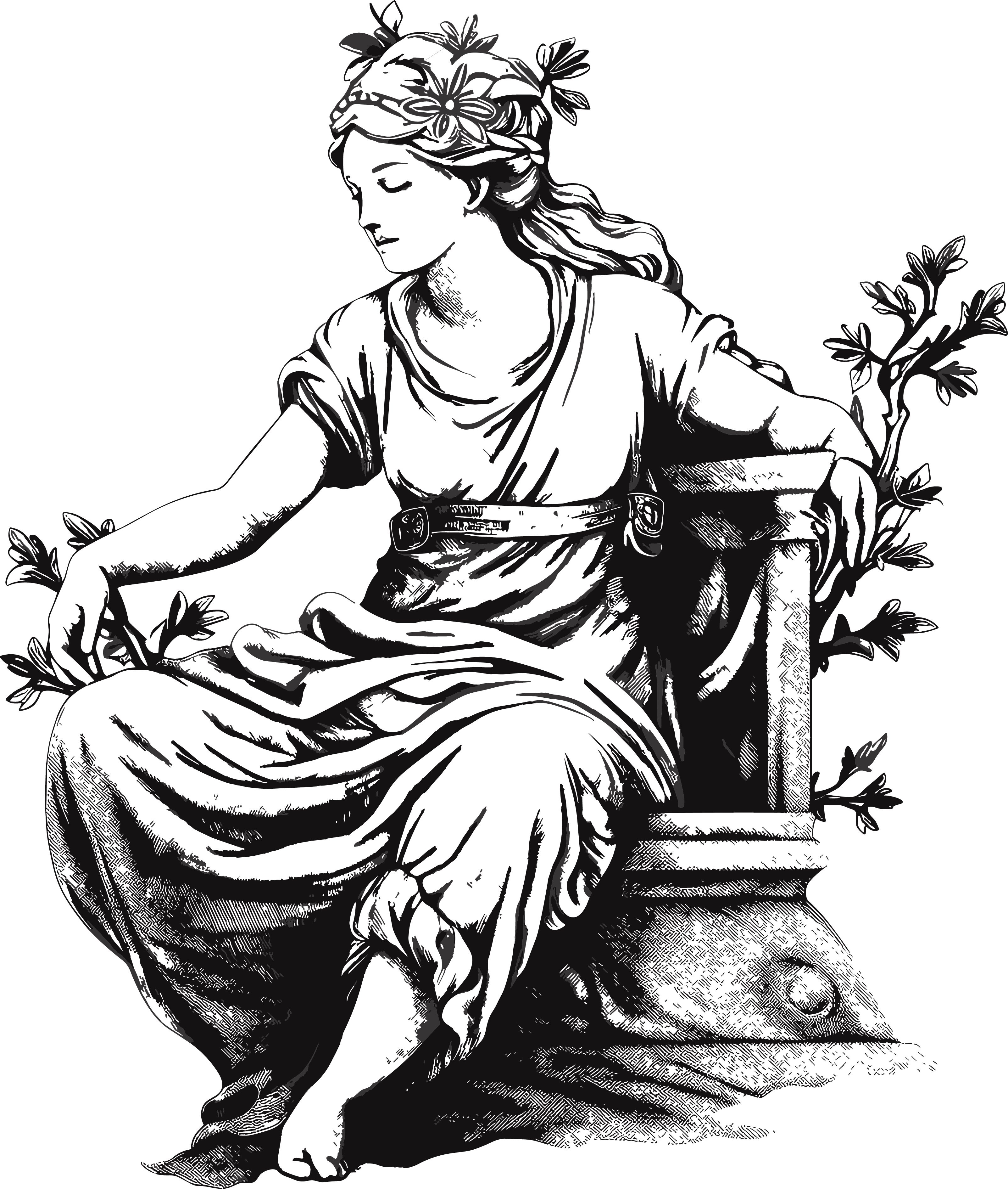 Black and white vector illustration of characters