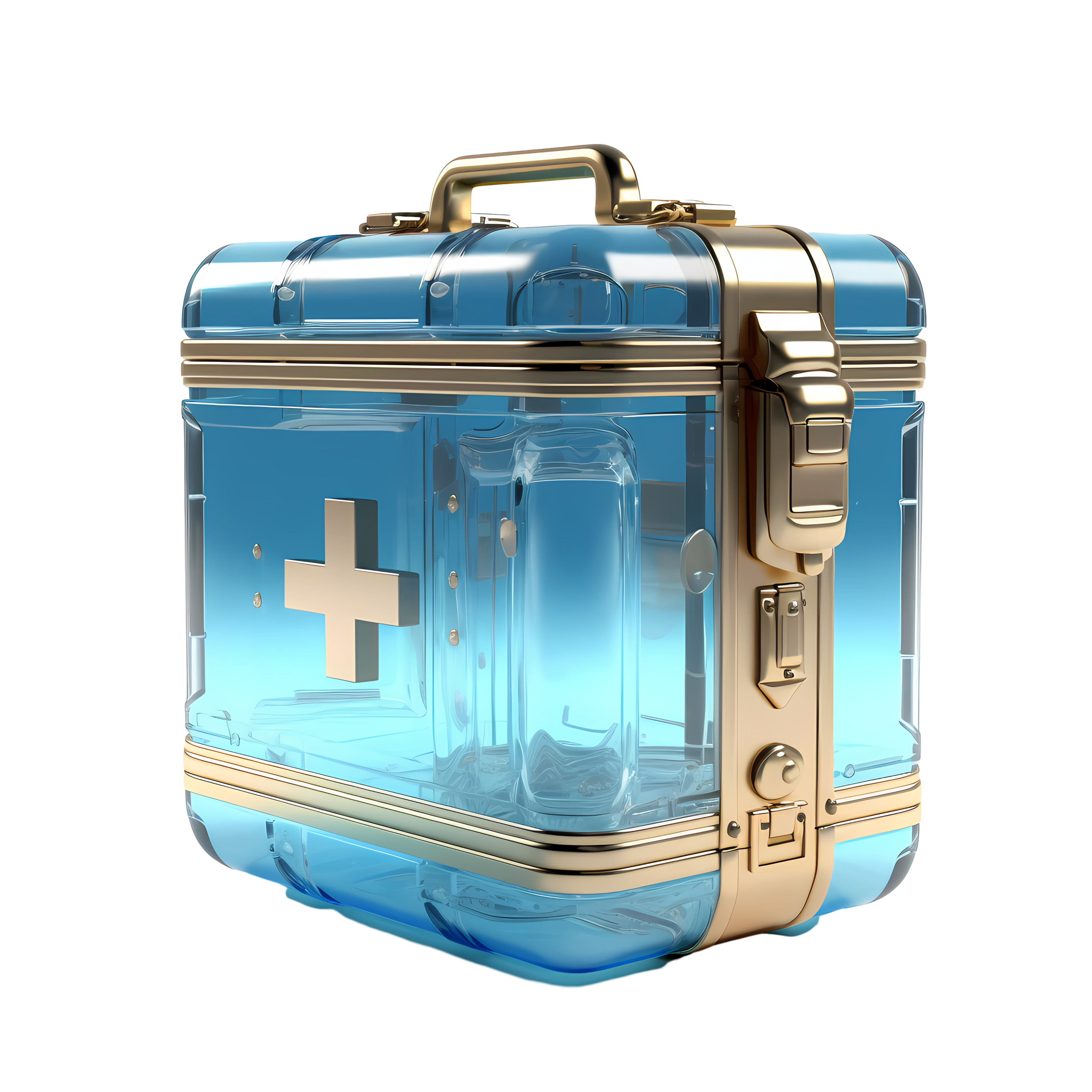 Transparent glass texture illustration material first aid kit icon