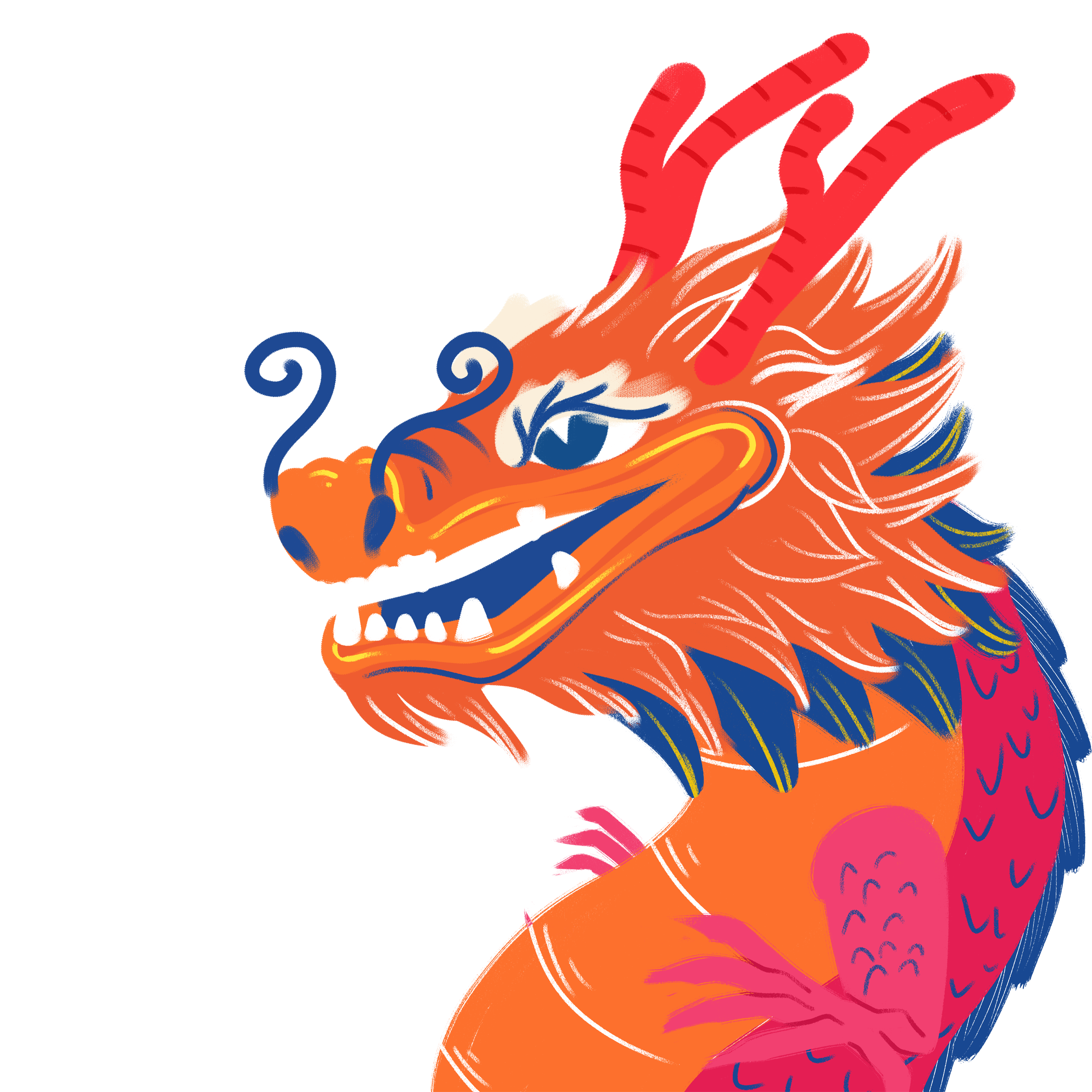 Red festive Chinese dragon New Year happy material