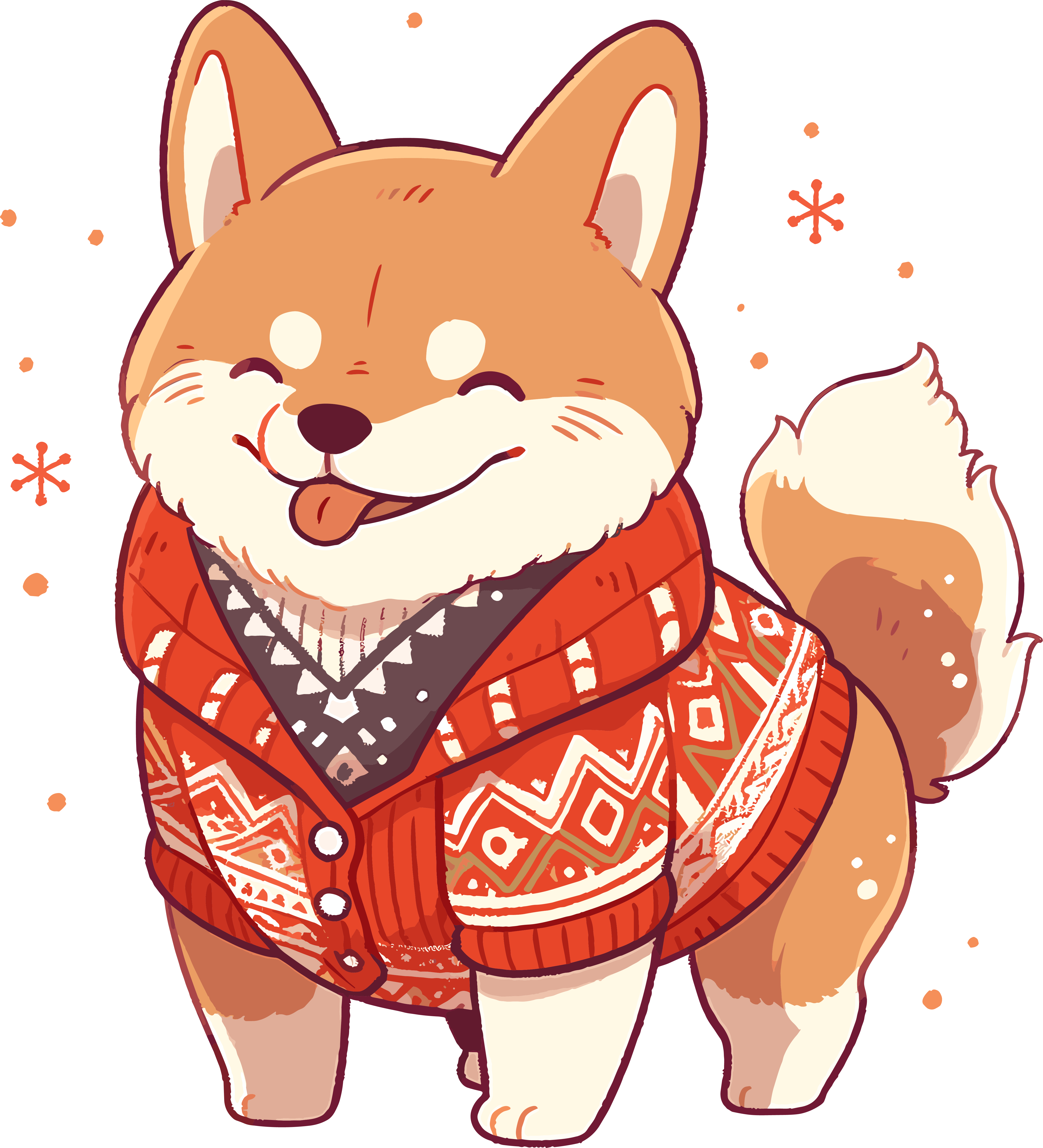 Cute puppy Christmas outfit illustration