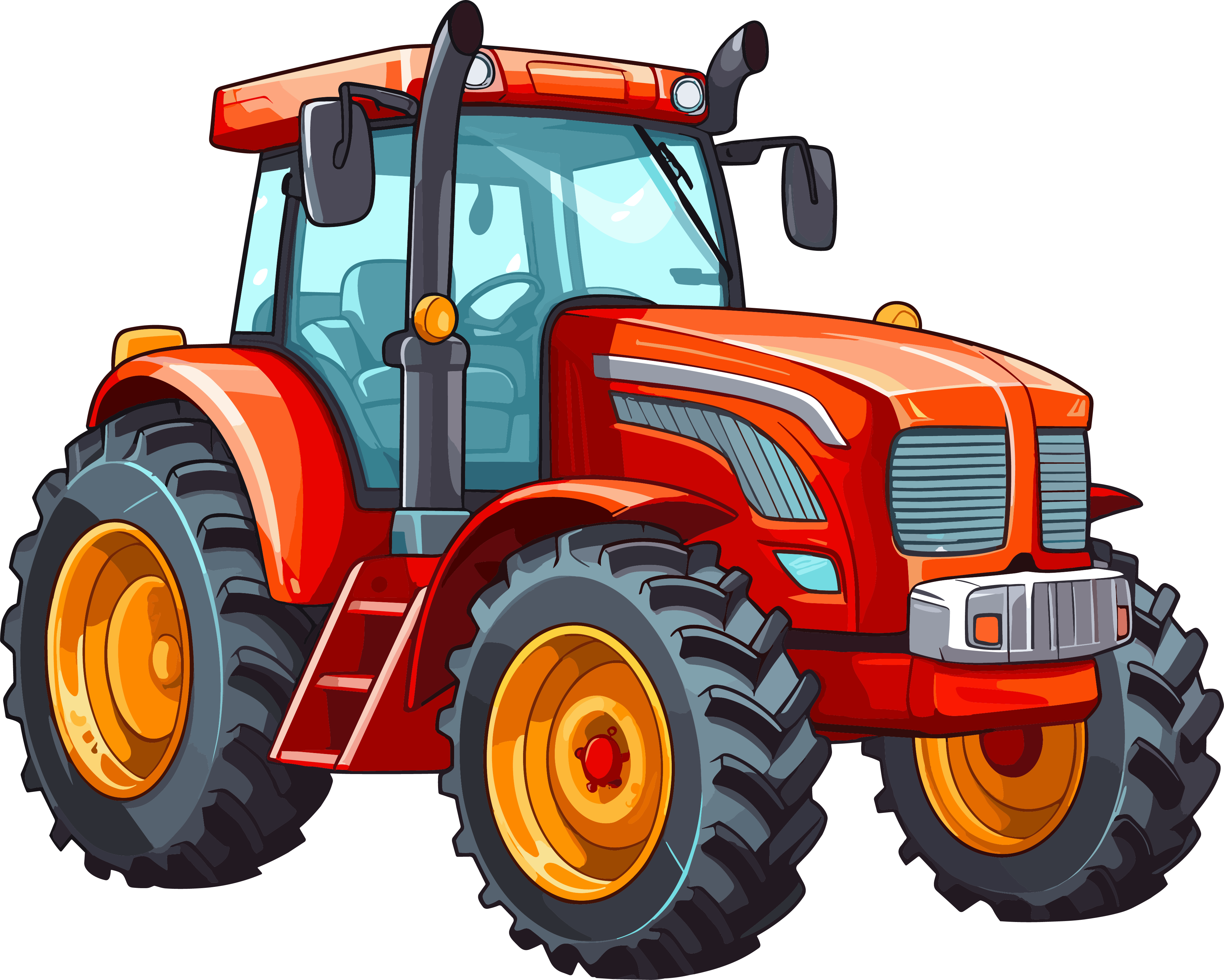 Cartoon tractor illustration design elements