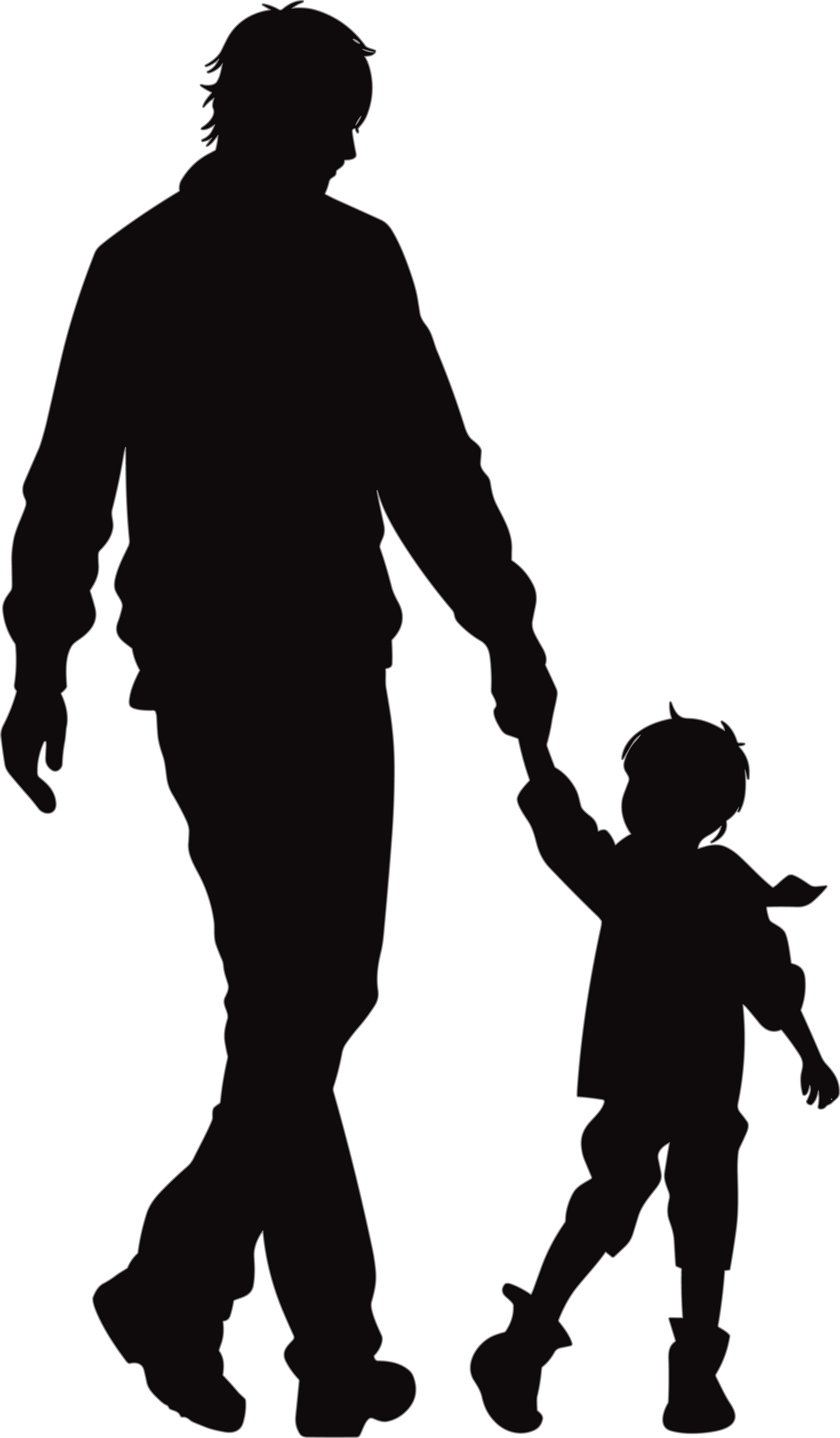 Father and son hand in hand black silhouette commercial use material
