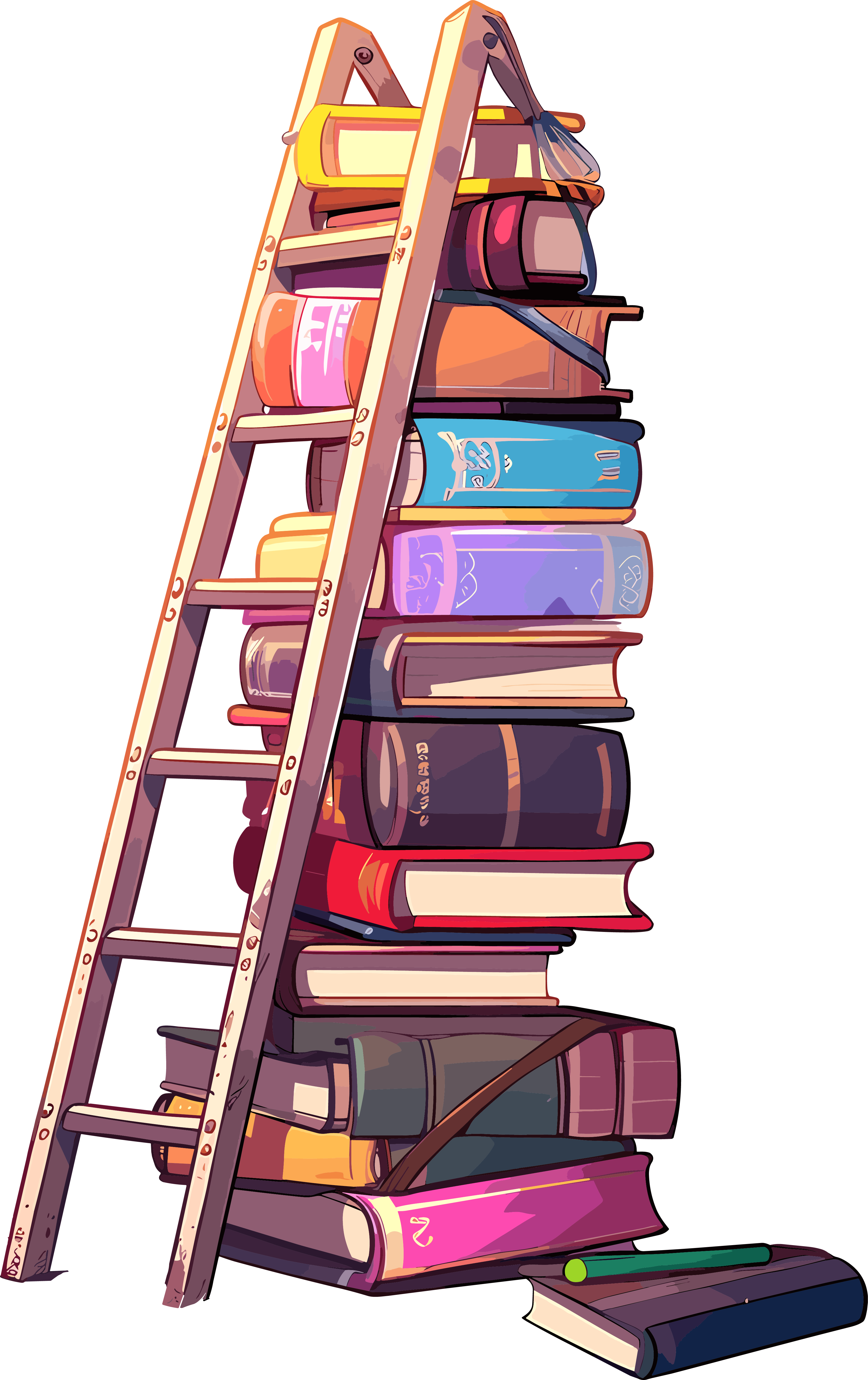 Book and ladder graphic design elements