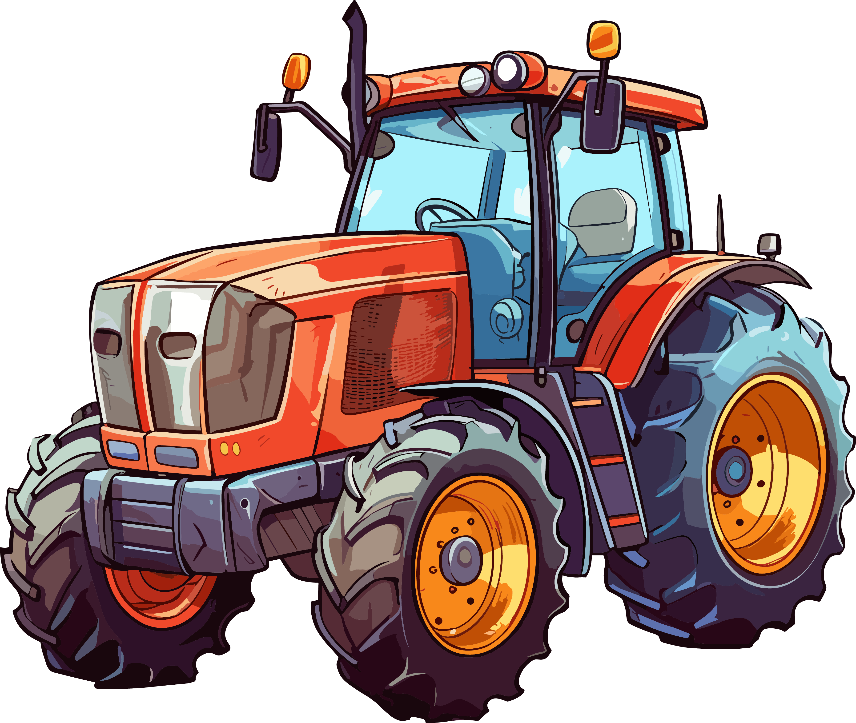 Cartoon tractor HD graphic material