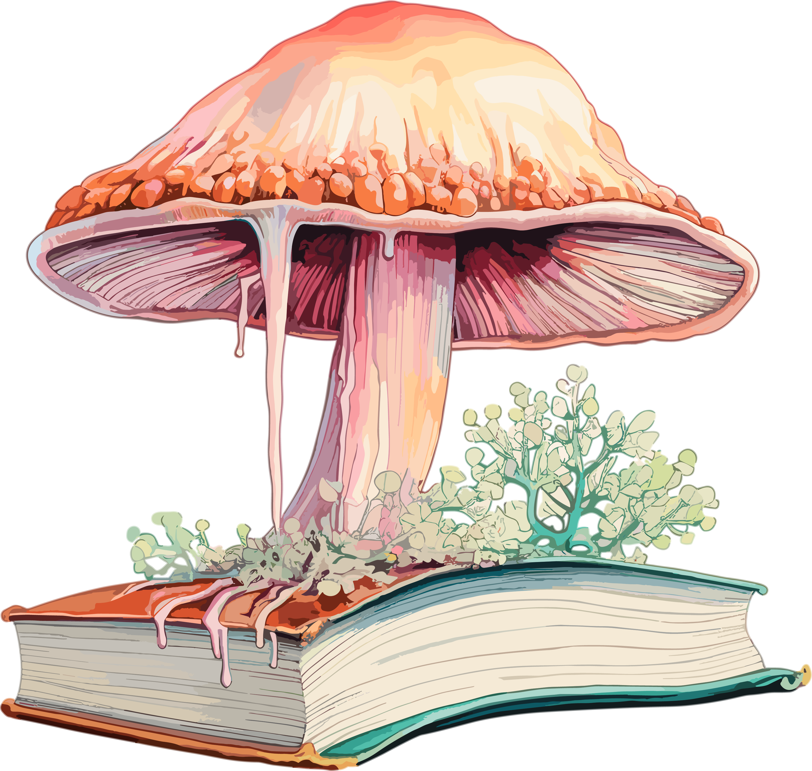 Watercolor mushroom transparent background illustration