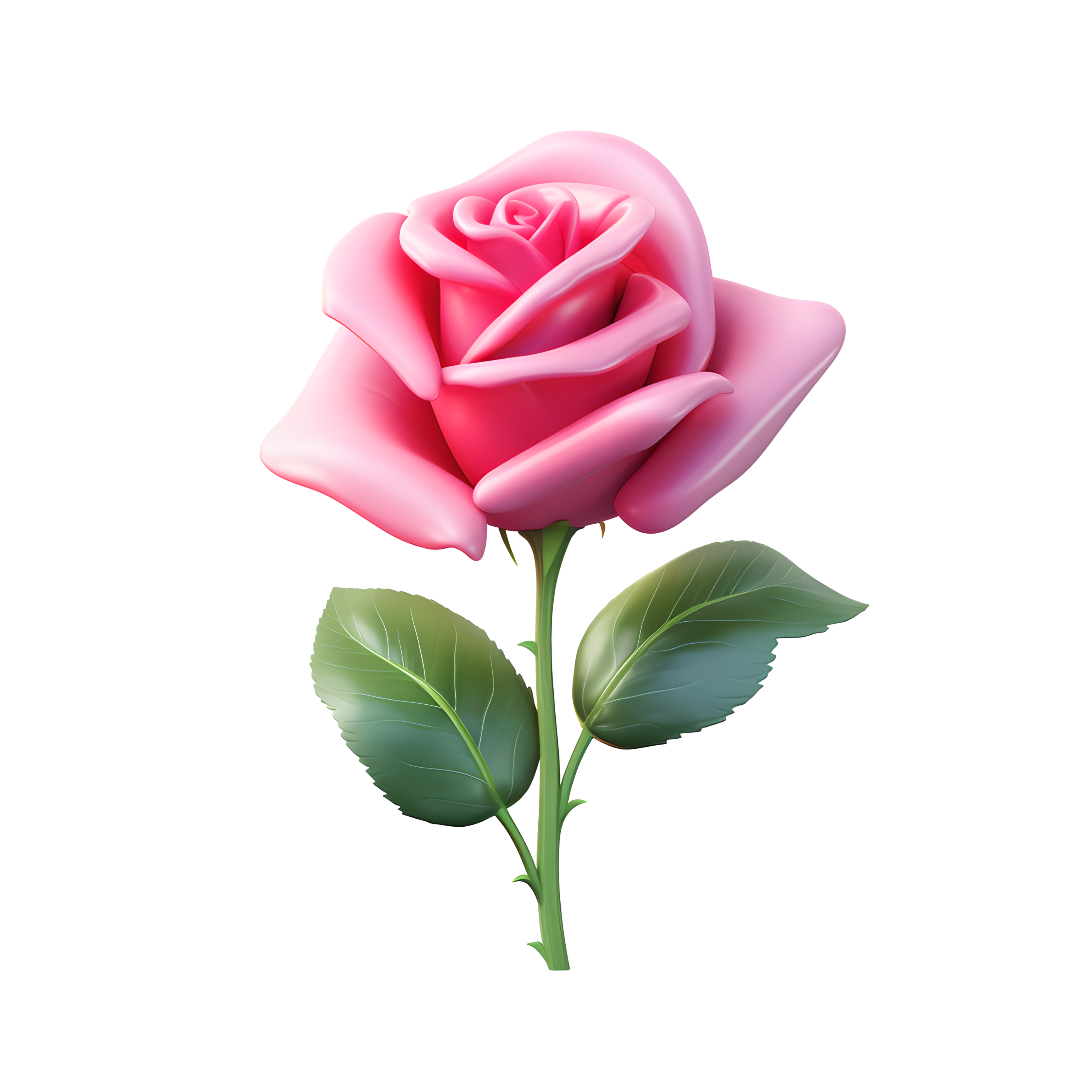 3D Rose Cartoon Style Illustration