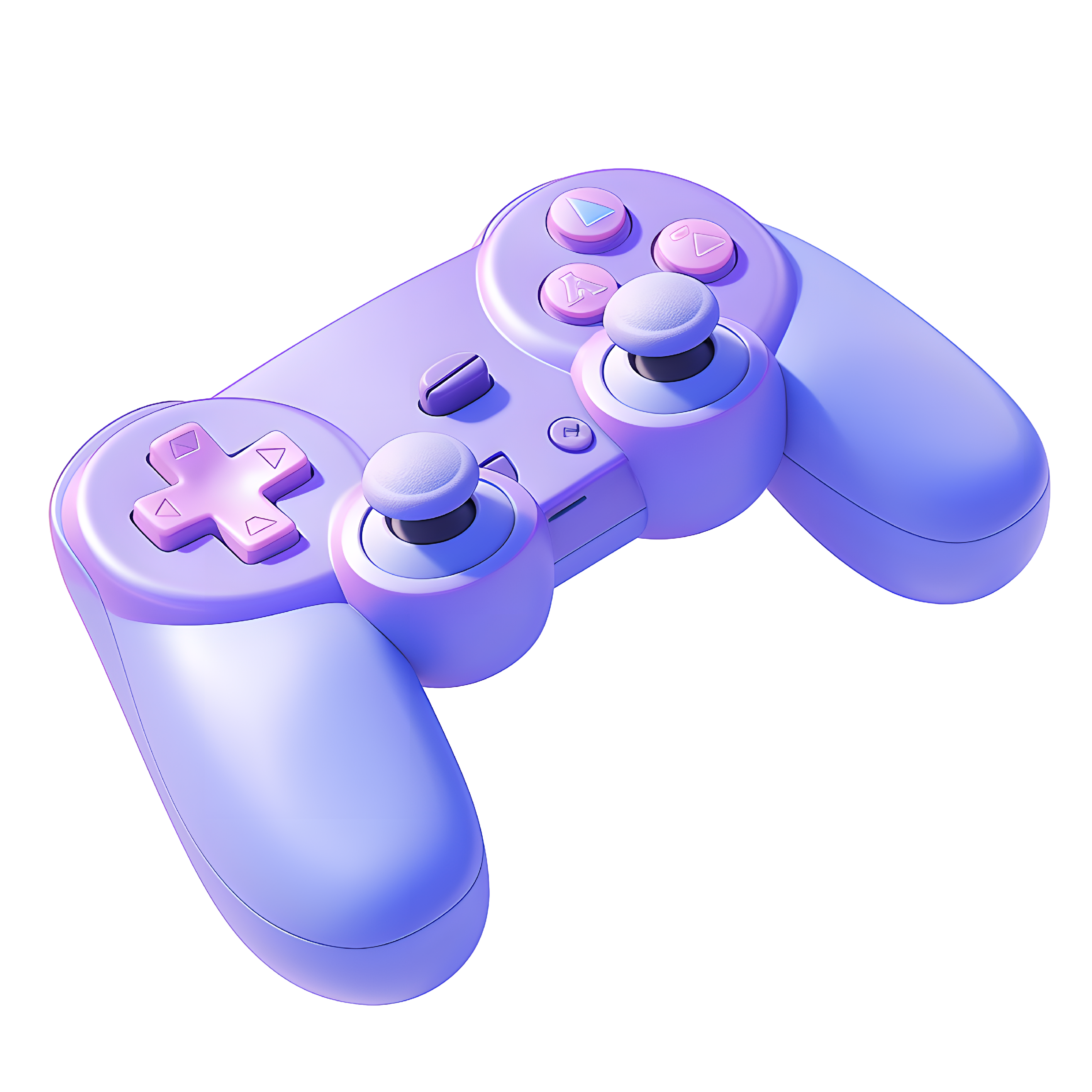 Cute blue-purple gradient illustration of a 3D game controller