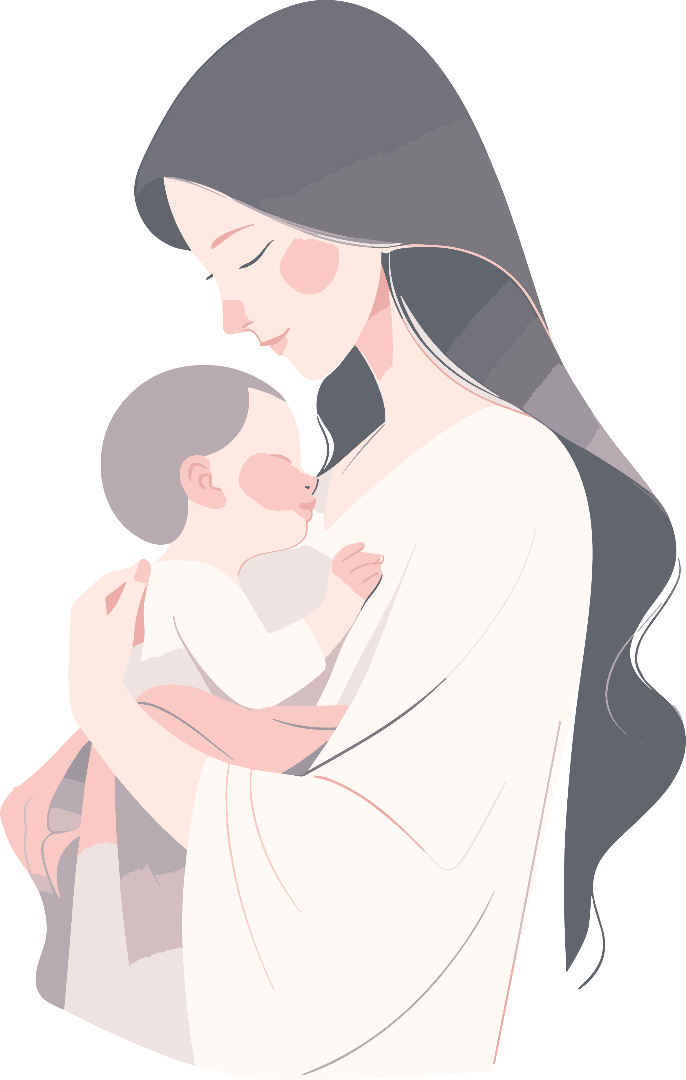 Mother's Day Chinese Style Mother and Son Illustration