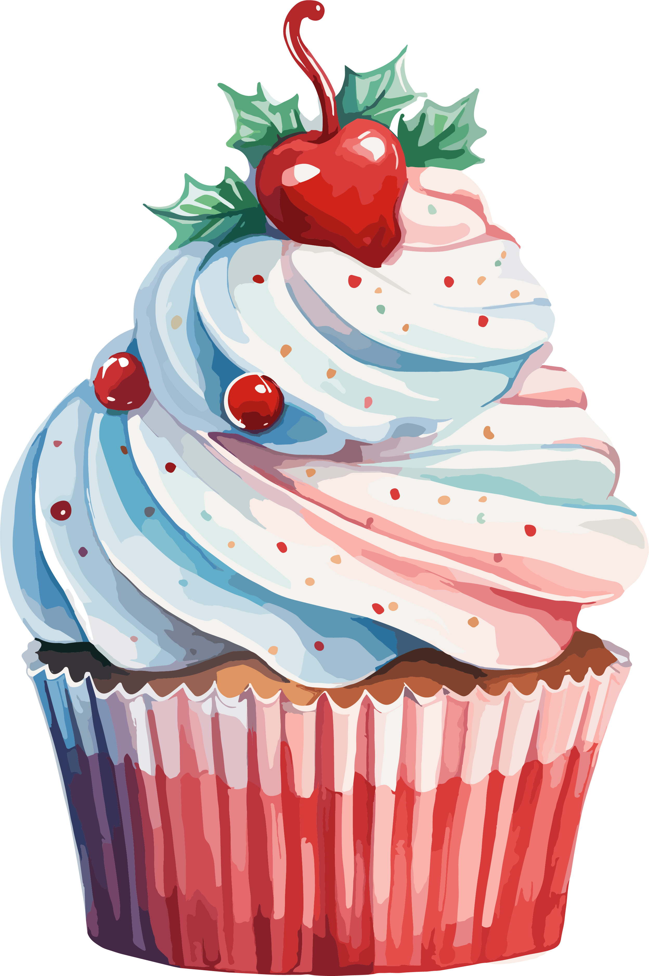 Christmas Cupcake Transparent Background Material
