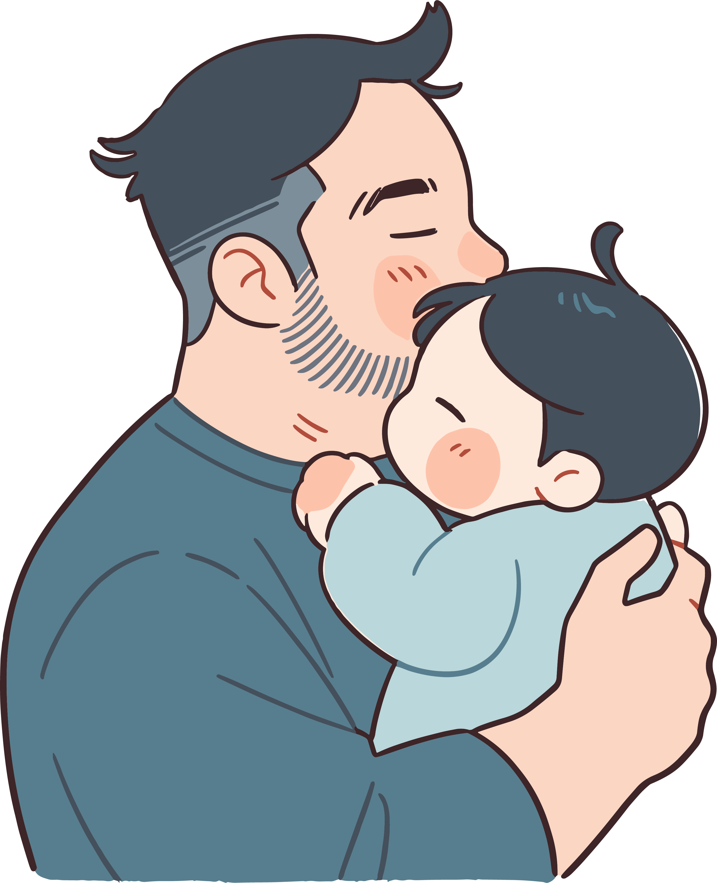 Father's Day illustration of a father holding a baby